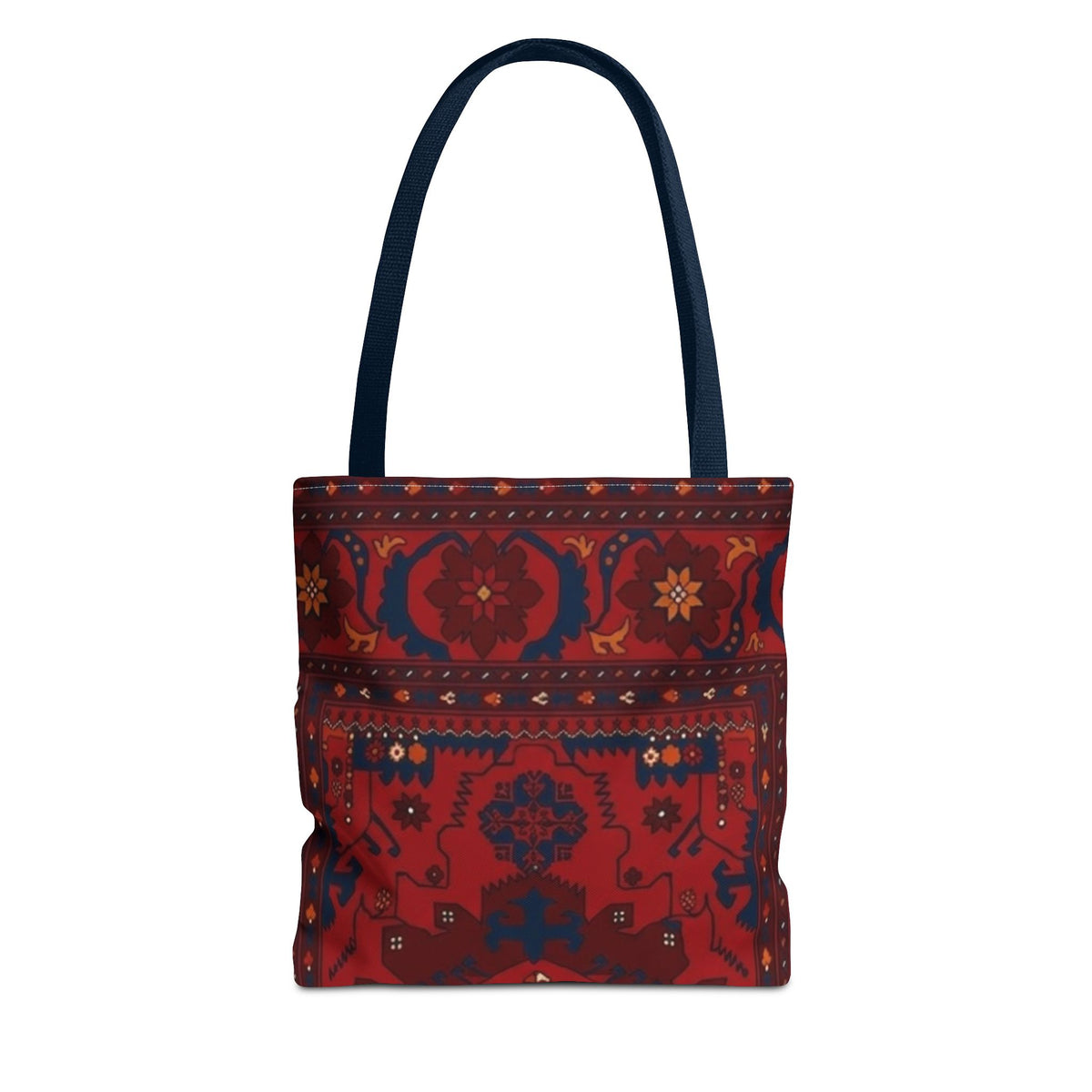 Red Persian Rug Pattern Tote Bag | Boho Oriental Carpet Design