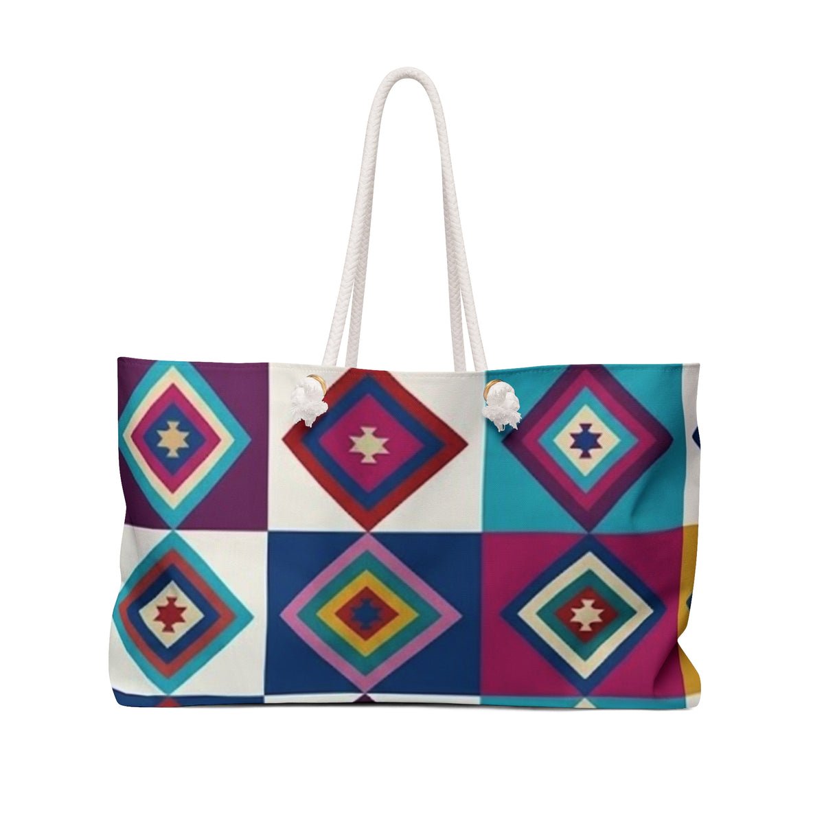 Moroccan Diamond Pattern Weekender | Colorful Boho Travel Bag