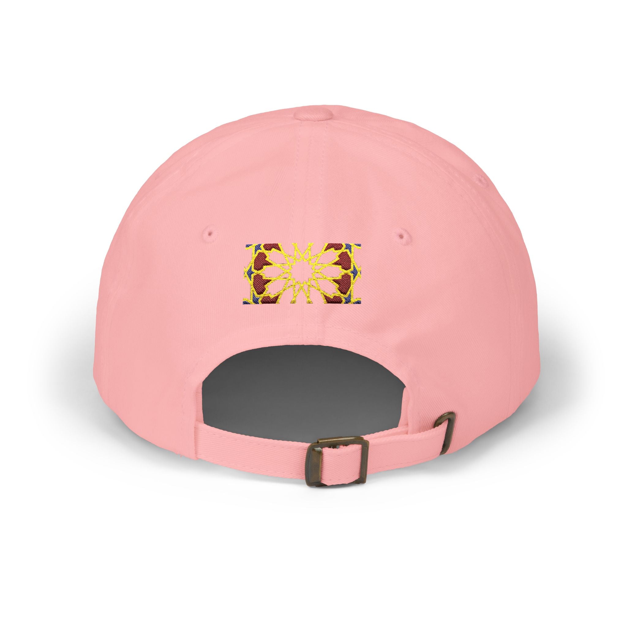 Floral Moroccan Mosaic Embroidered Dad Cap | White Cotton Baseball Hat