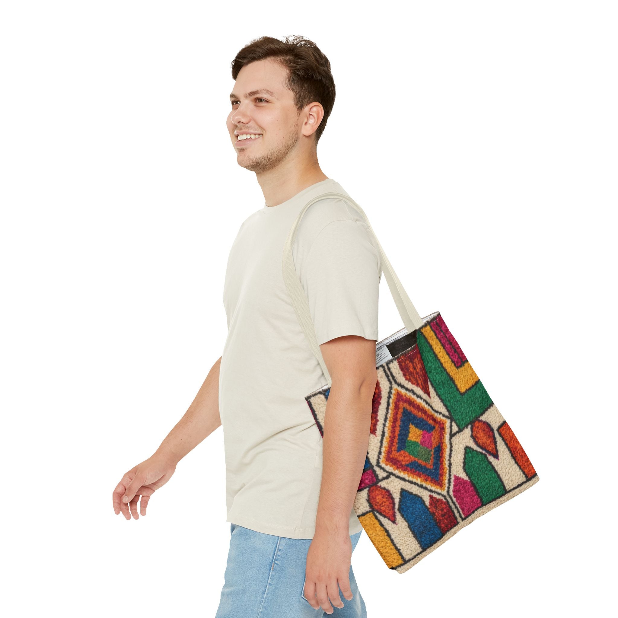 Colorful Geometric Kilim Pattern Tote | Boho Aztec Tribal Bag