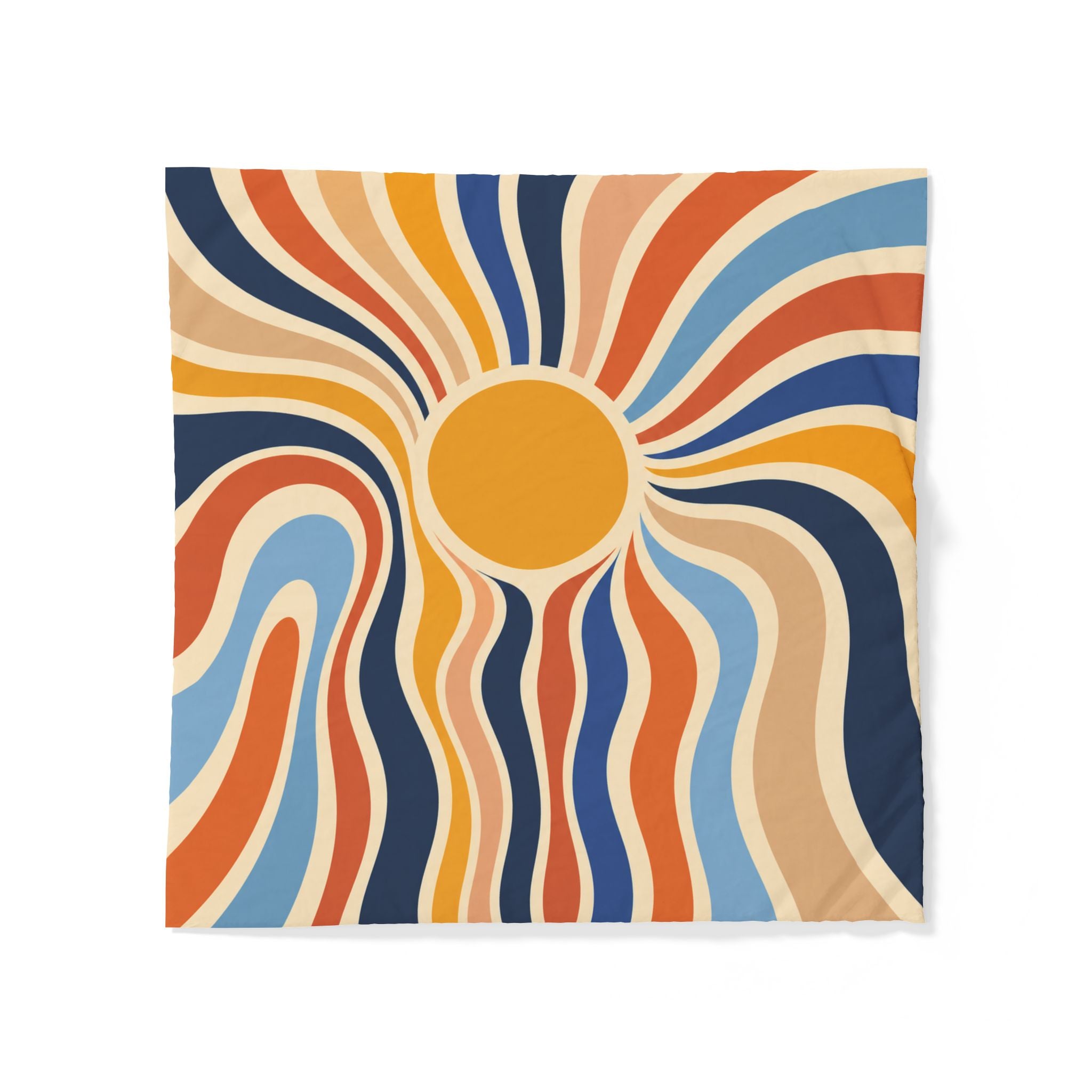 Retro Sunburst Bedding duvet cover | Mid Century Modern abstract waves