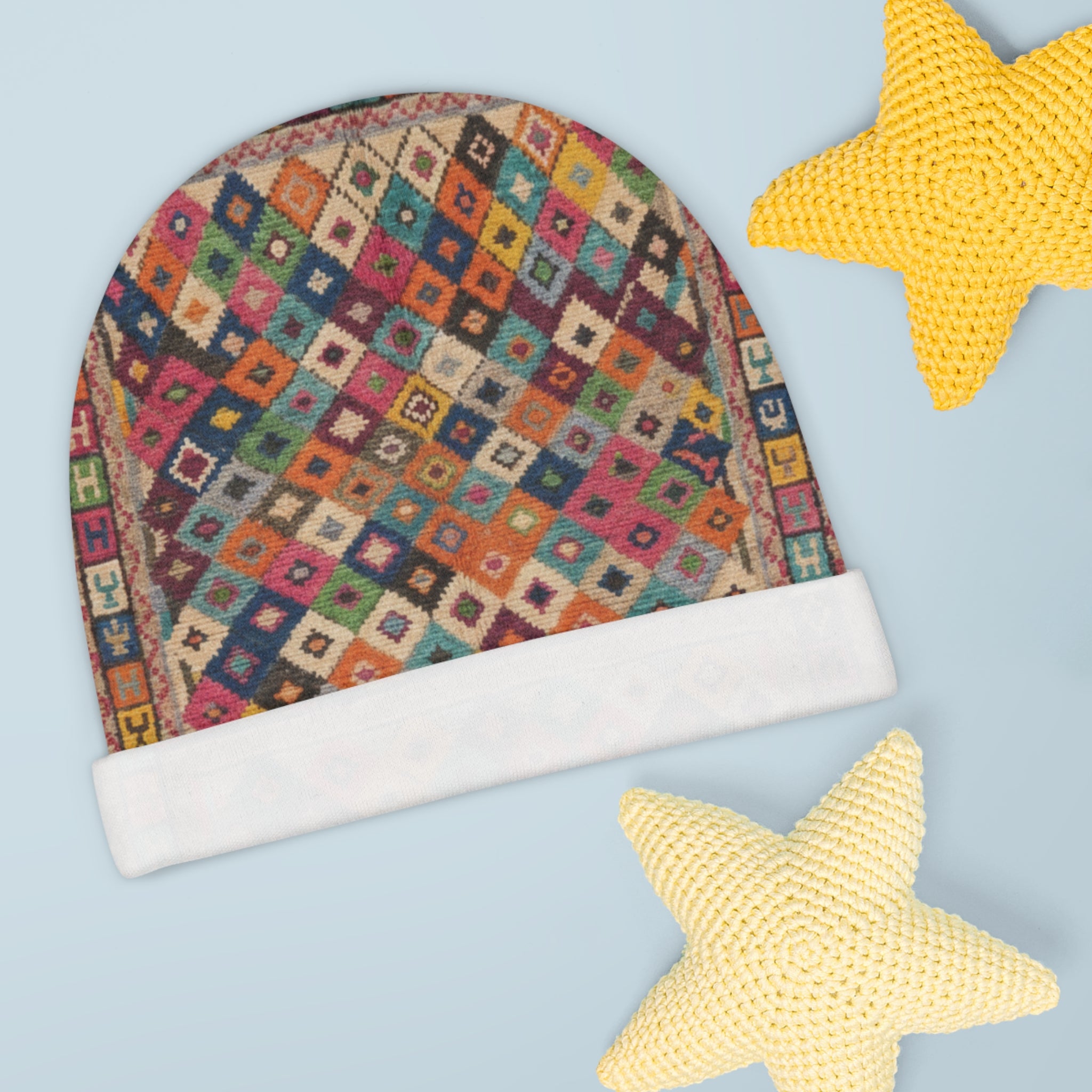 Colorful Kilim Diamond Pattern Baby Beanie | All-Over Print