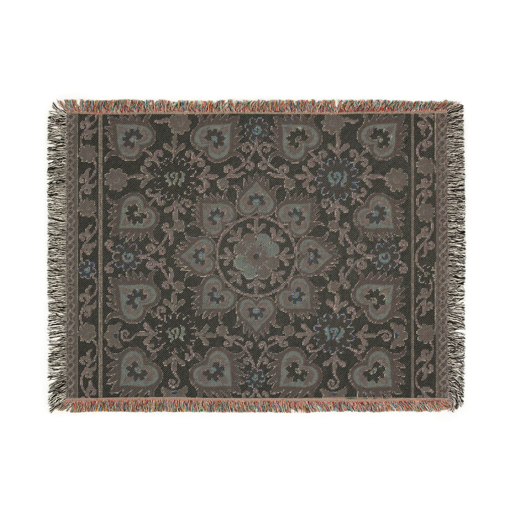 Vintage Persian Medallion Woven Blanket | Floral Kilim Throw