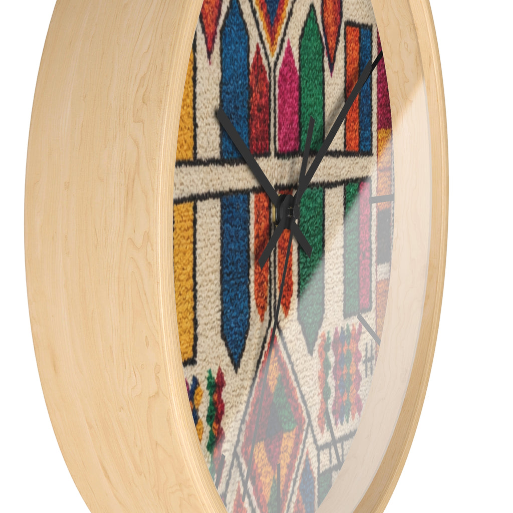 Colorful Moroccan Geometric Pattern Wall Clock | Boho Tile Design