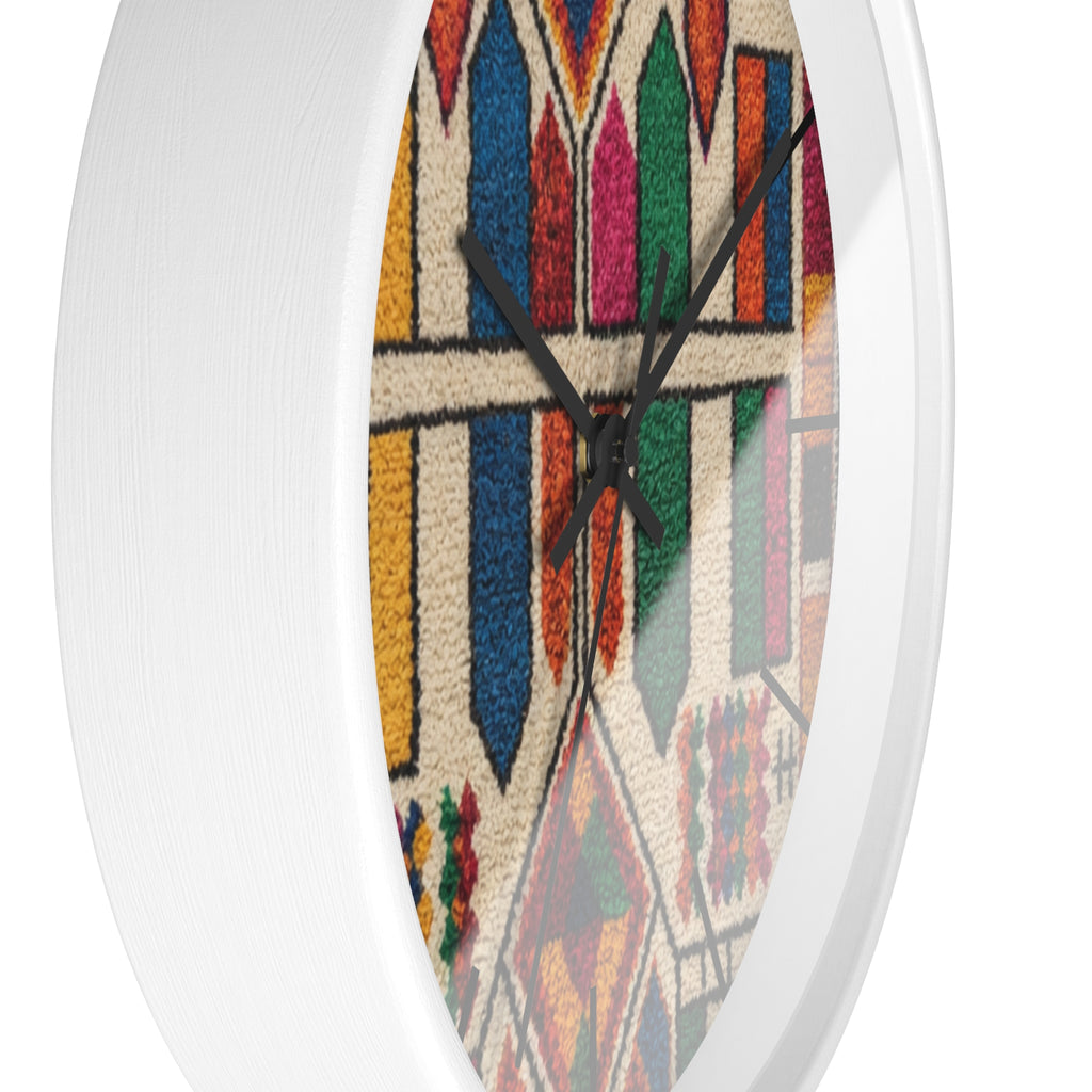Colorful Moroccan Geometric Pattern Wall Clock | Boho Tile Design