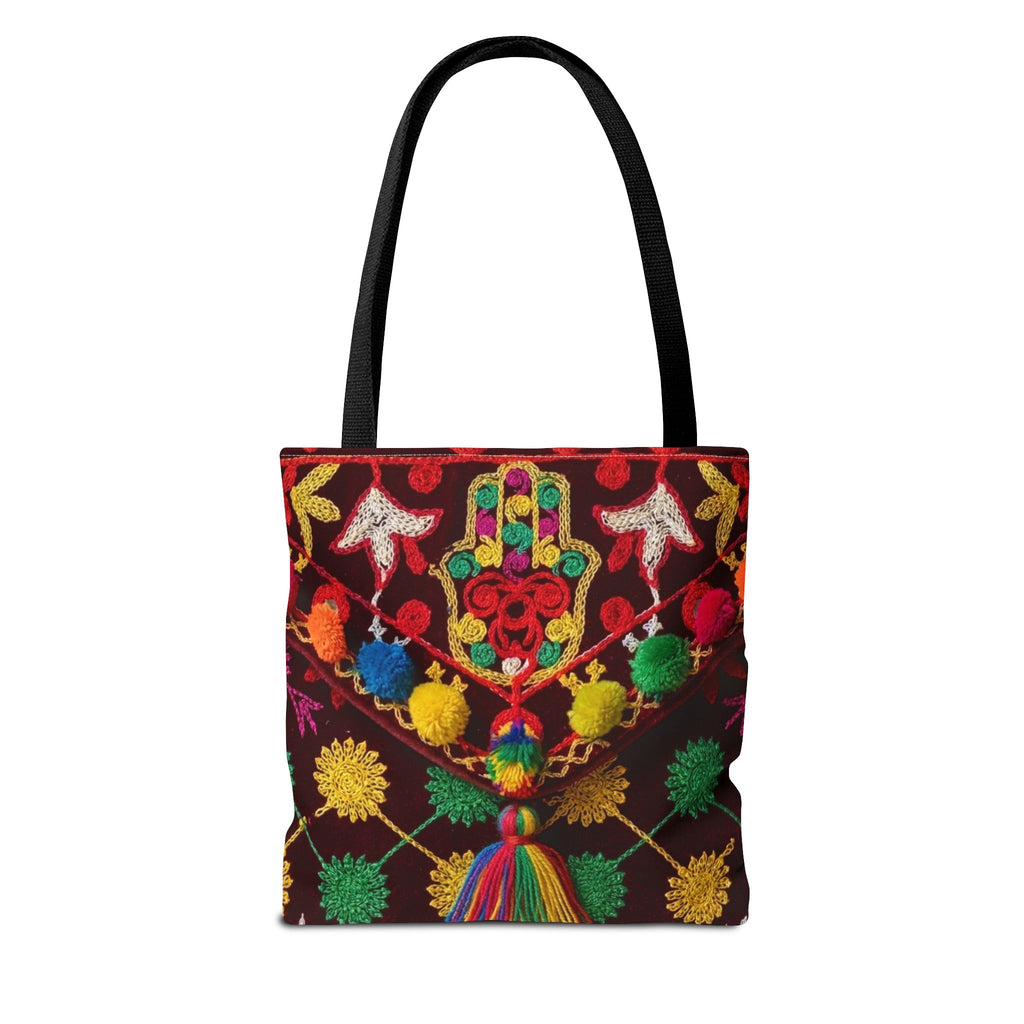 Marrakech Colors Tote Bag | Colorful Pom Pom Boho Print