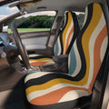 Retro Wavy Stripes Car Seat Covers | Abstract 70s Pattern