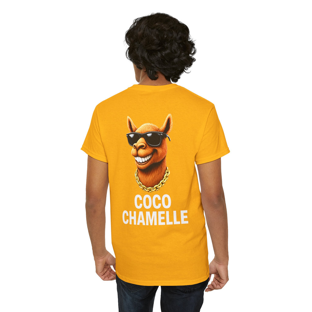 Coco Chamelle Tee Shirt - Cool Camel with Sunglasses & Gold Chain
