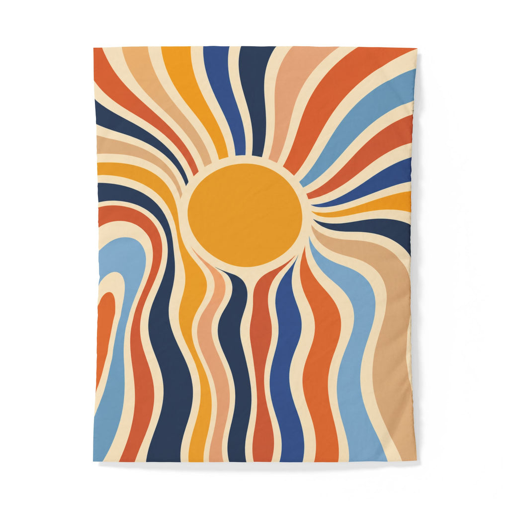 Retro Sunburst Bedding duvet cover | Mid Century Modern abstract waves
