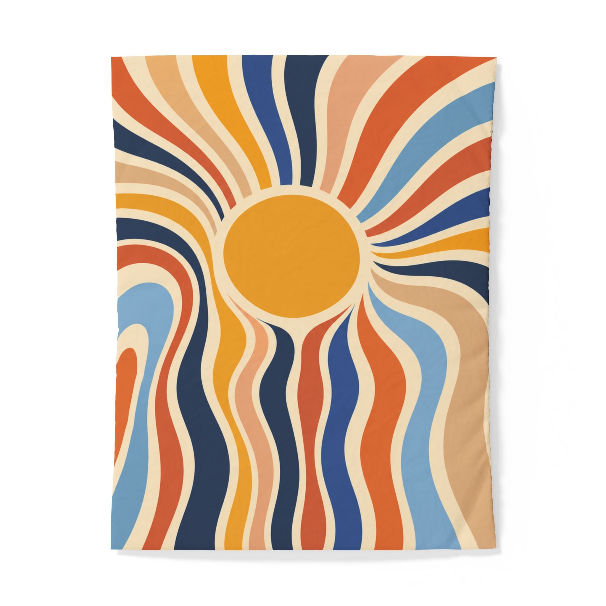 Retro Sunburst Bedding duvet cover | Mid Century Modern abstract waves