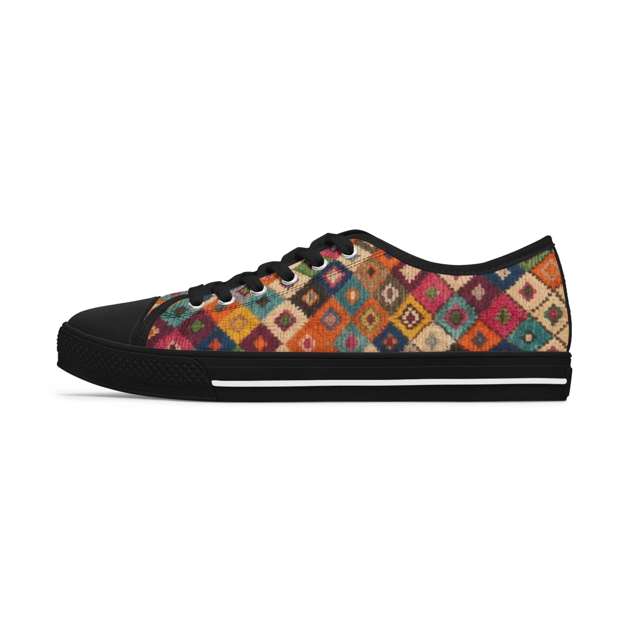 Colorful Kilim Pattern Women's Low Top Sneakers | Boho Moroccan Berber Print