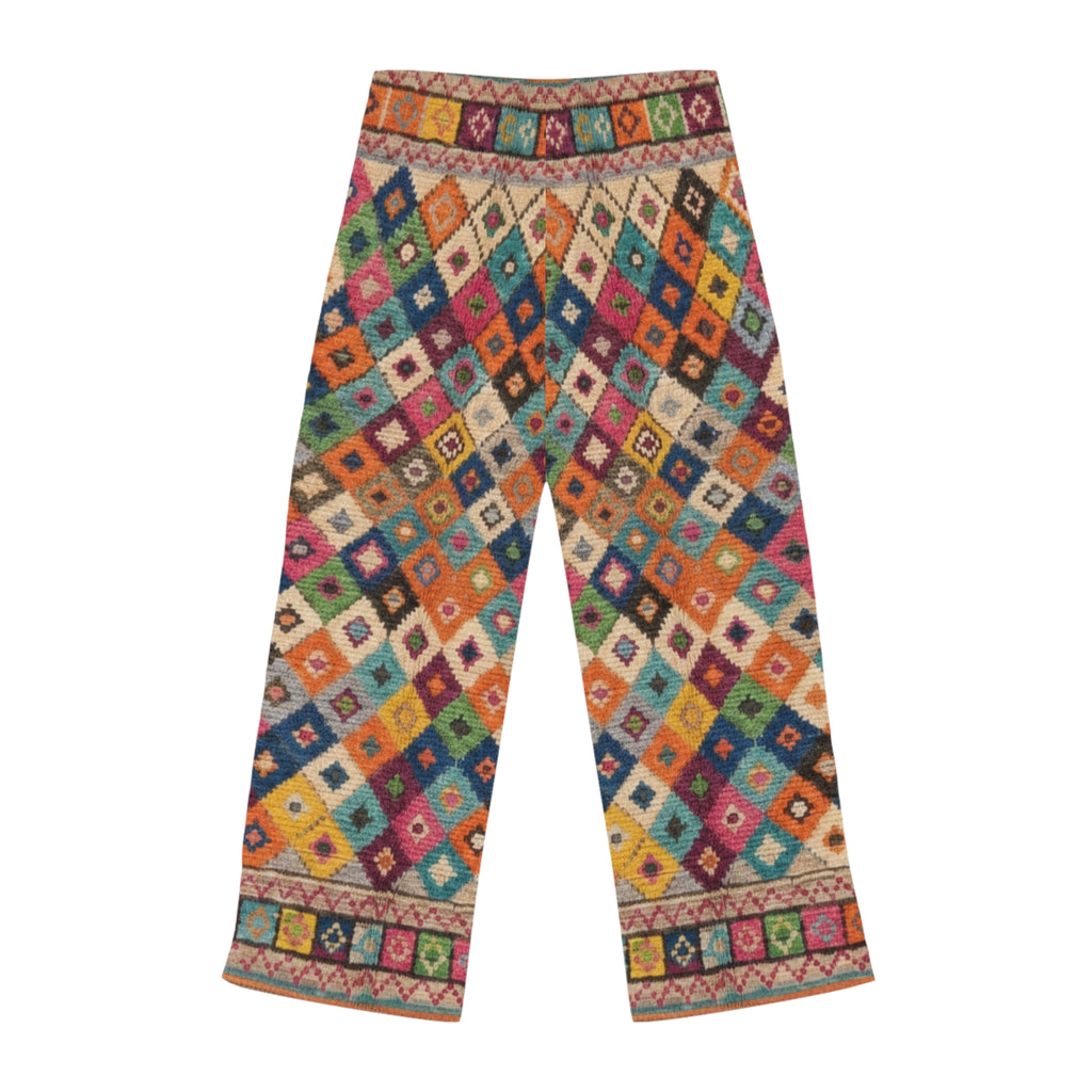 Colorful Diamond Quilt Moroccan Pattern Pants | Boho Geometric Lounge