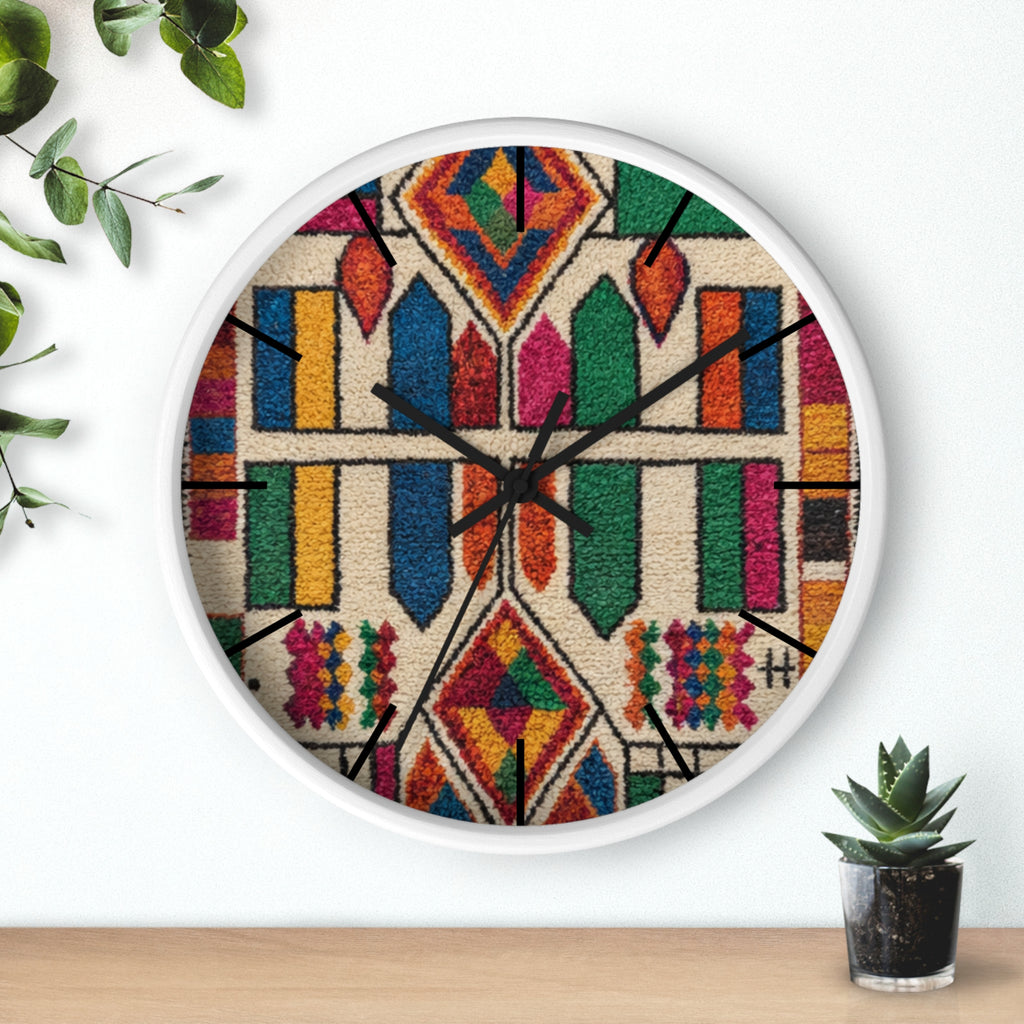Colorful Moroccan Geometric Pattern Wall Clock | Boho Tile Design