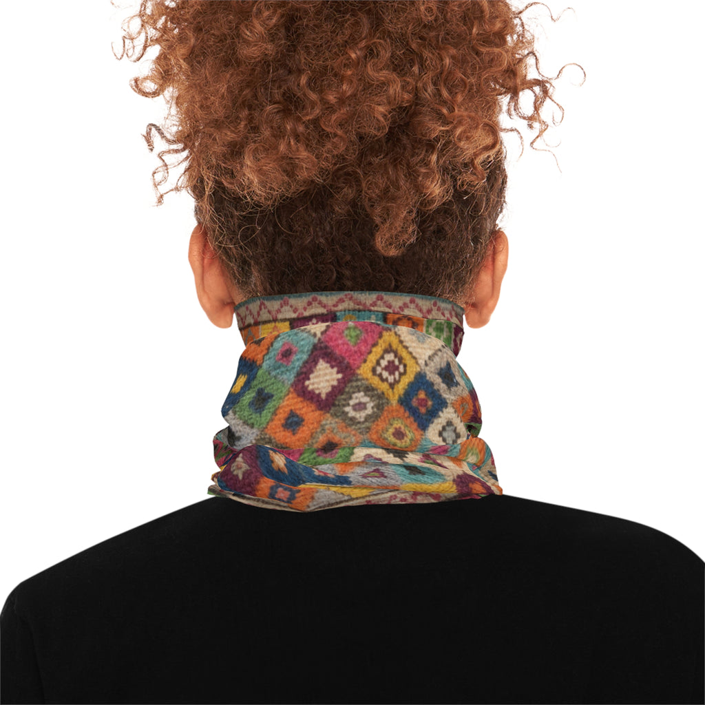 Colorful Kilim Diamond Pattern Neck Gaiter | Boho Aztec Scarf