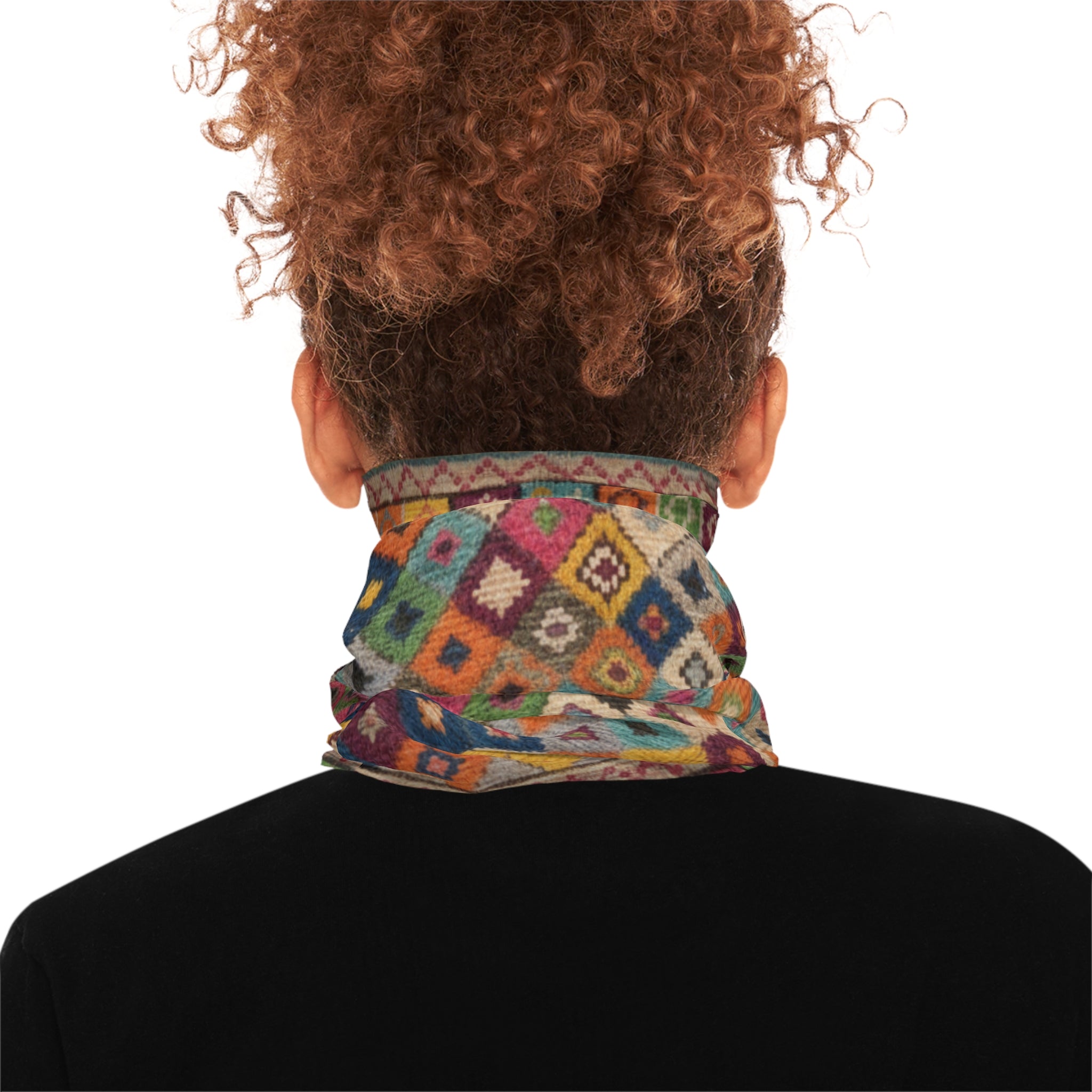 Colorful Kilim Diamond Pattern Neck Gaiter | Boho Aztec Scarf