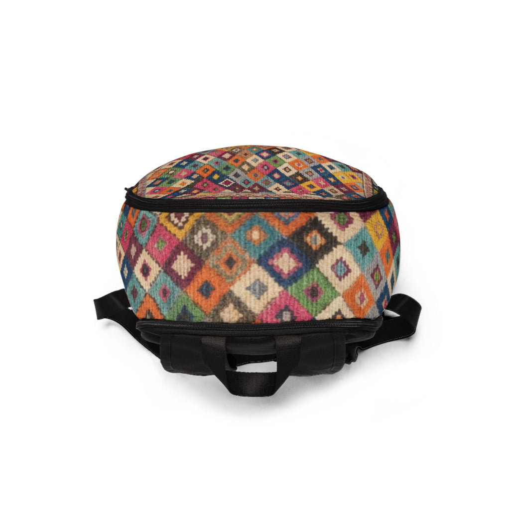 Colorful Geometric Diamond Pattern Backpack | Boho Aztec Print
