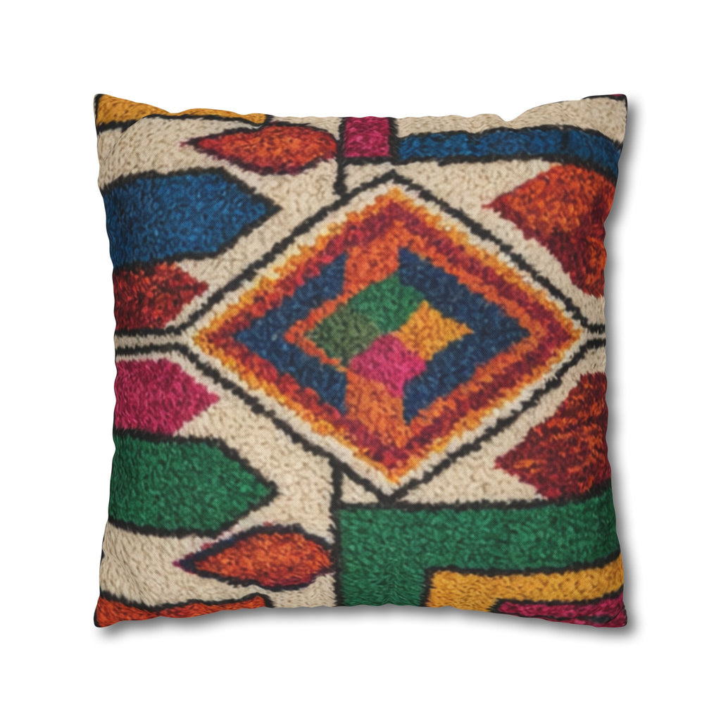 Moroccan Kilim Pattern Pillowcase Spun Polyester Square Pillowcase | Boho Geometric Throw