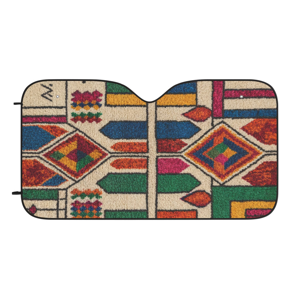 Southwestern Geometric Pattern Car Sun Shade | Tribal Desert Dashboard Cover