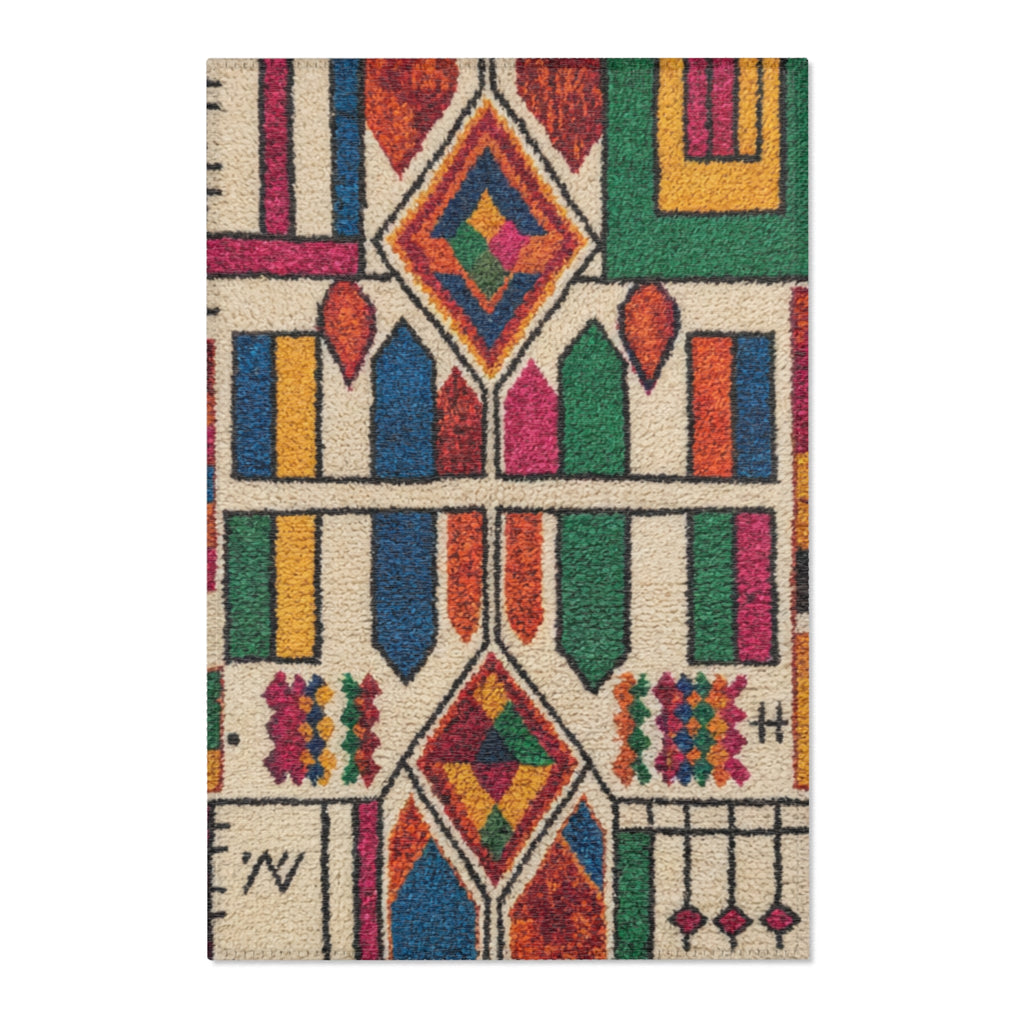 Colorful Geometric Kilim Pattern Area Rugs | Boho Moroccan Inspired Floor Rug