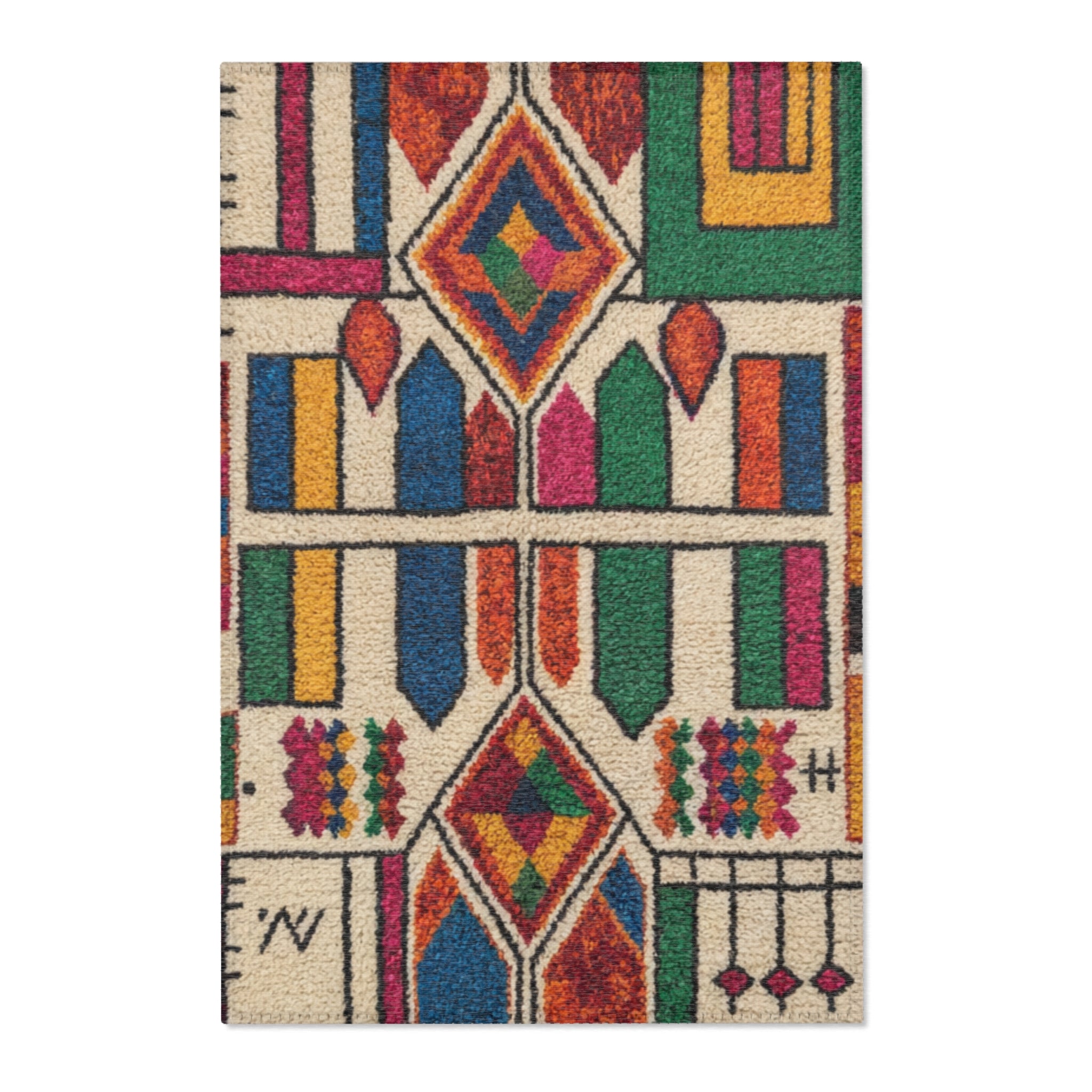 Colorful Geometric Kilim Pattern Area Rugs | Boho Moroccan Inspired Floor Rug