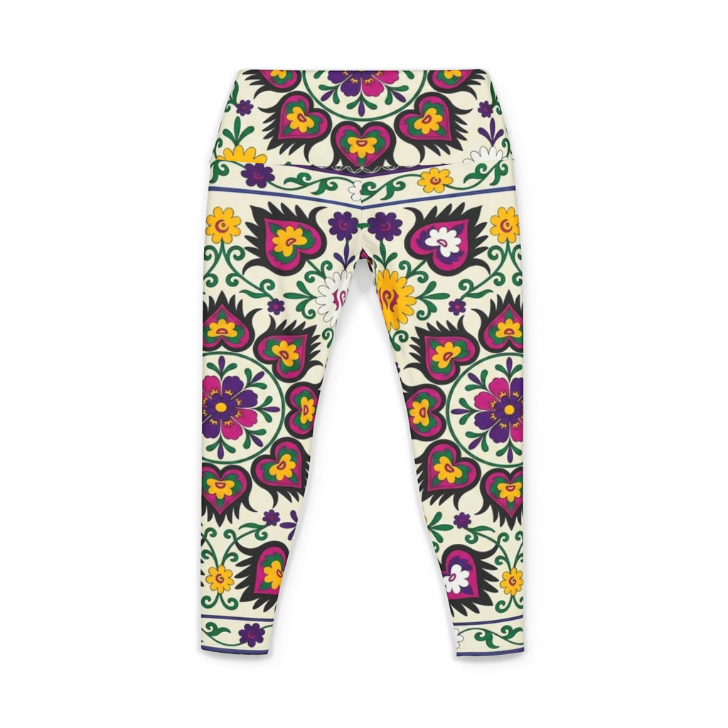 Floral Folk Art Pattern Yoga Pants | Colorful Boho Leggings