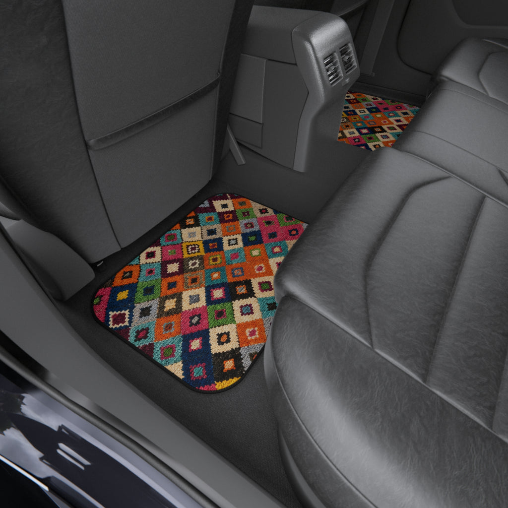 Colorful Kilim Diamond Pattern Car Mats | Set of 4