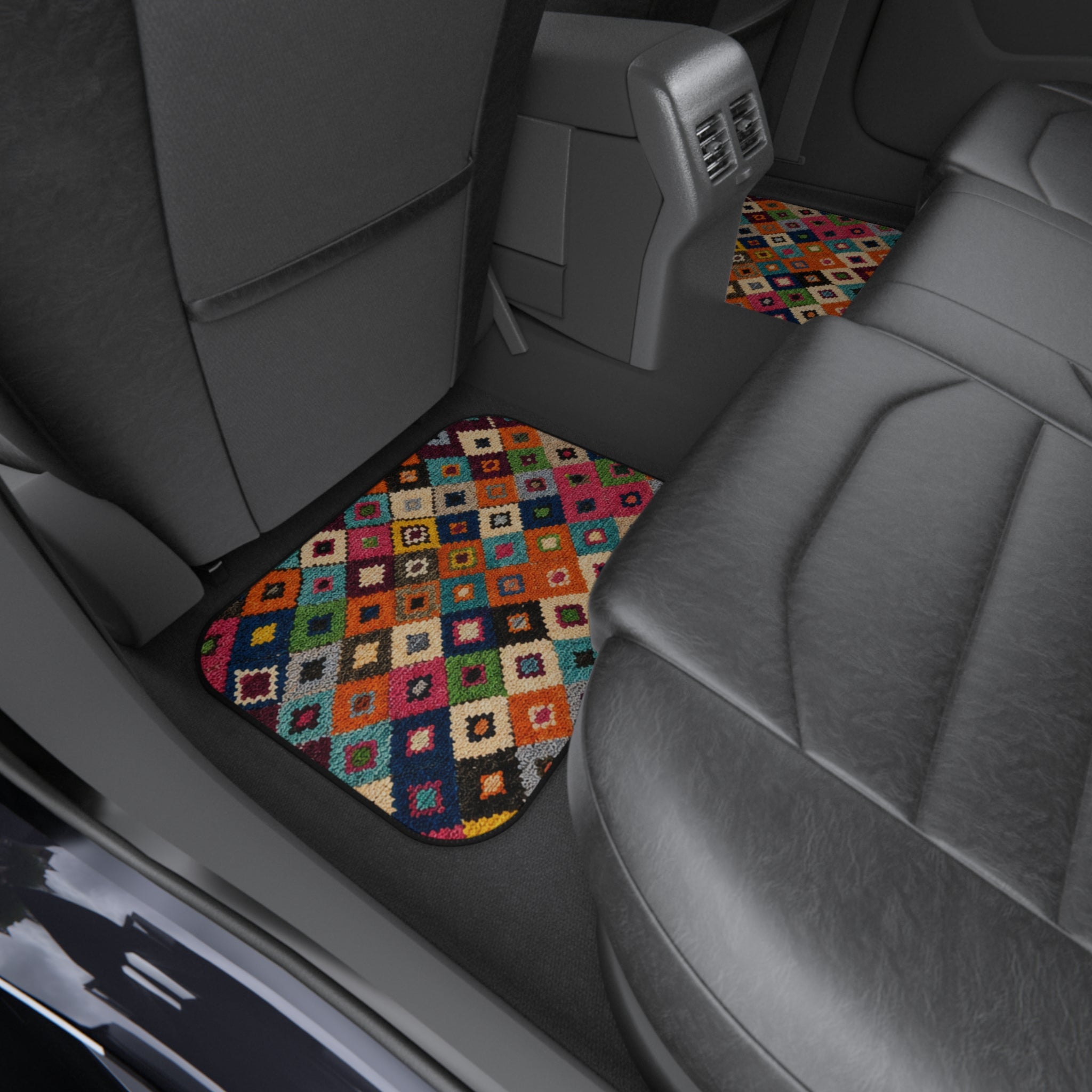 Colorful Kilim Diamond Pattern Car Mats | Set of 4