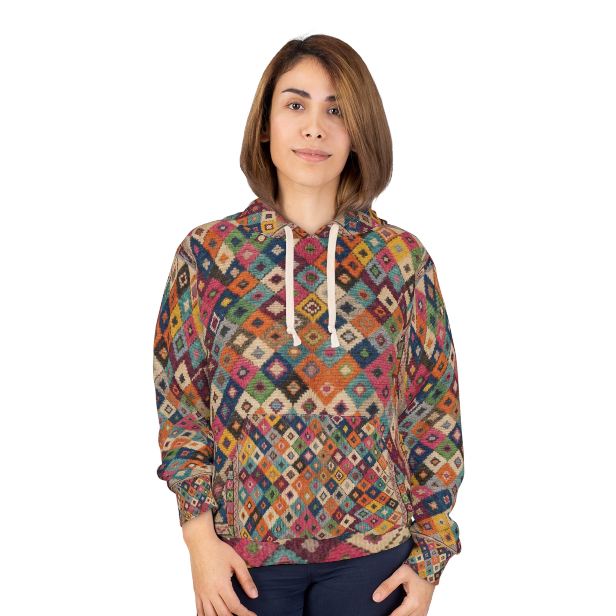 Colorful Kilim Diamond Pattern Hoodie | All-Over Print
