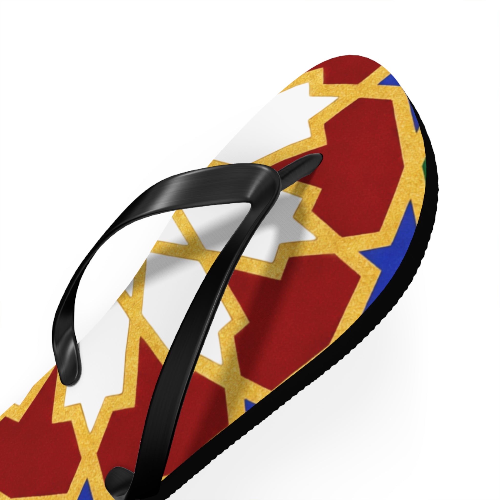 Moroccan Tile Pattern Flip Flops | Colorful Geometric Sandals