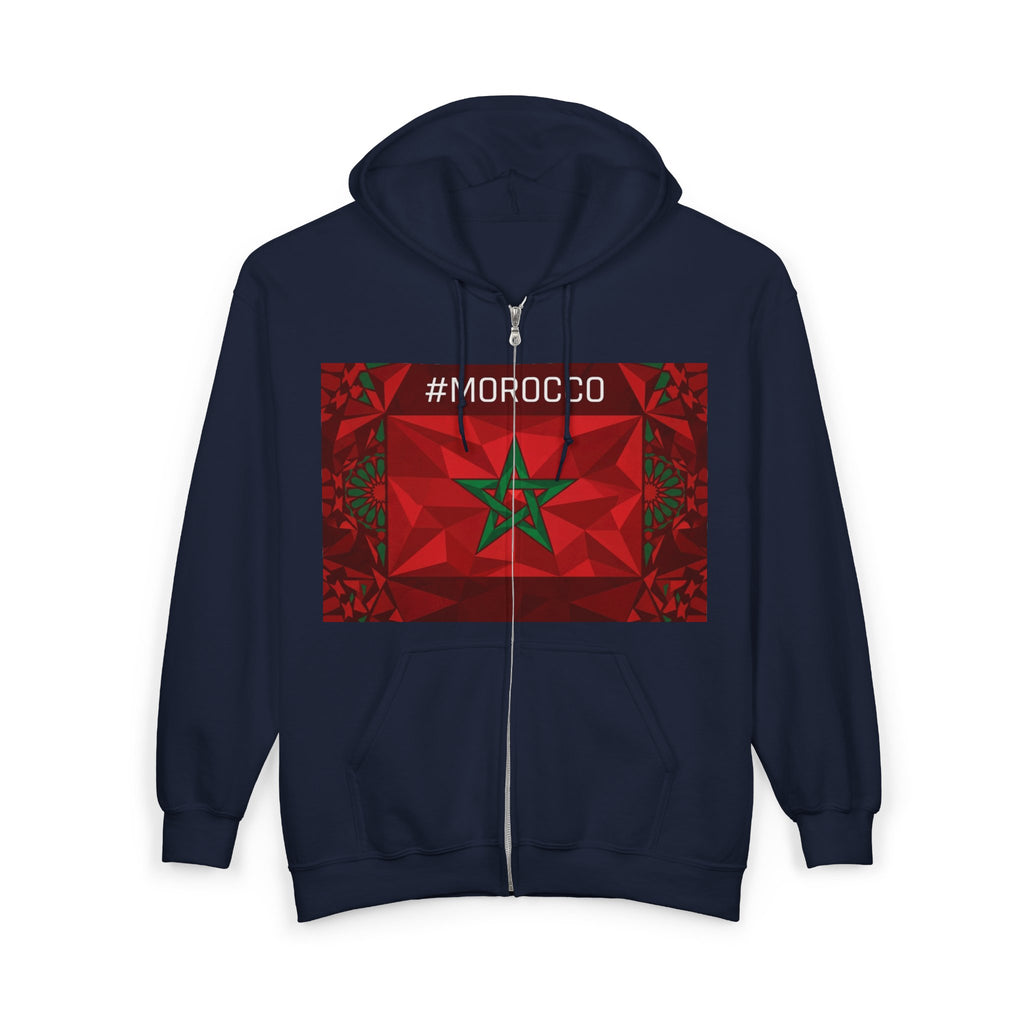 Morocco Flag Zip Hoodie | Moroccan Flag Zipper Pull