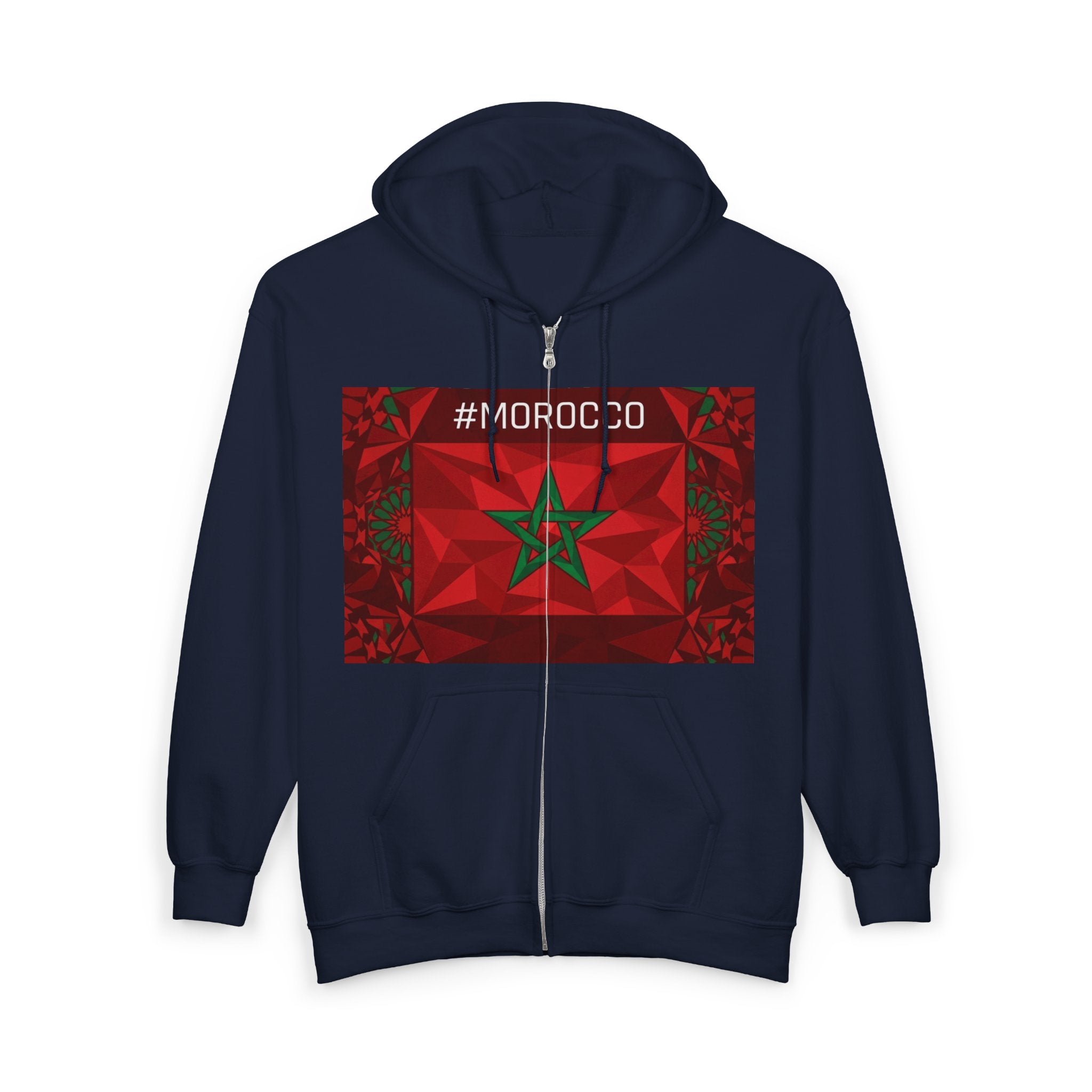 Morocco Flag Zip Hoodie | Moroccan Flag Zipper Pull