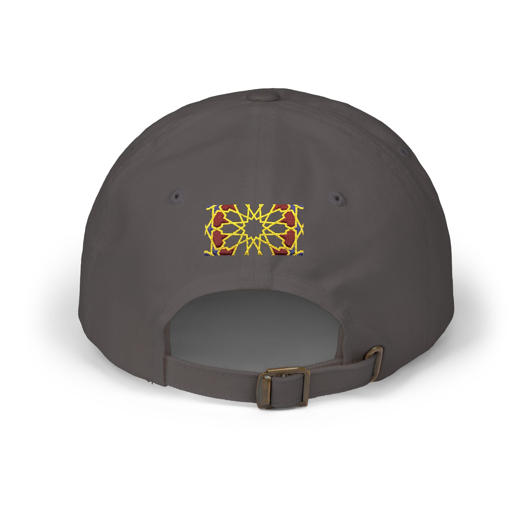 Floral Moroccan Mosaic Embroidered Dad Cap | White Cotton Baseball Hat