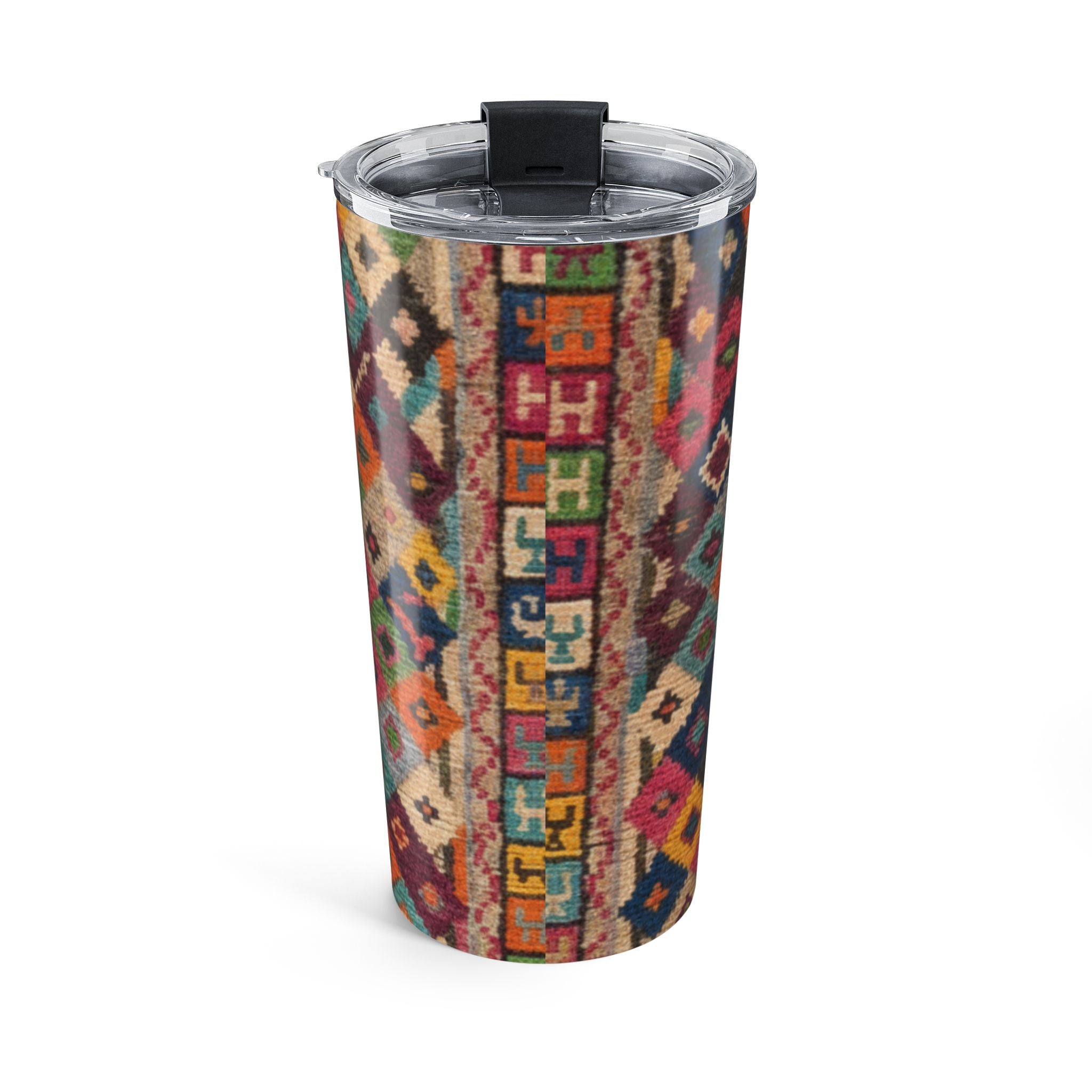 Colorful Kilim Pattern Tumbler 20oz | Geometric Tribal Travel Cup