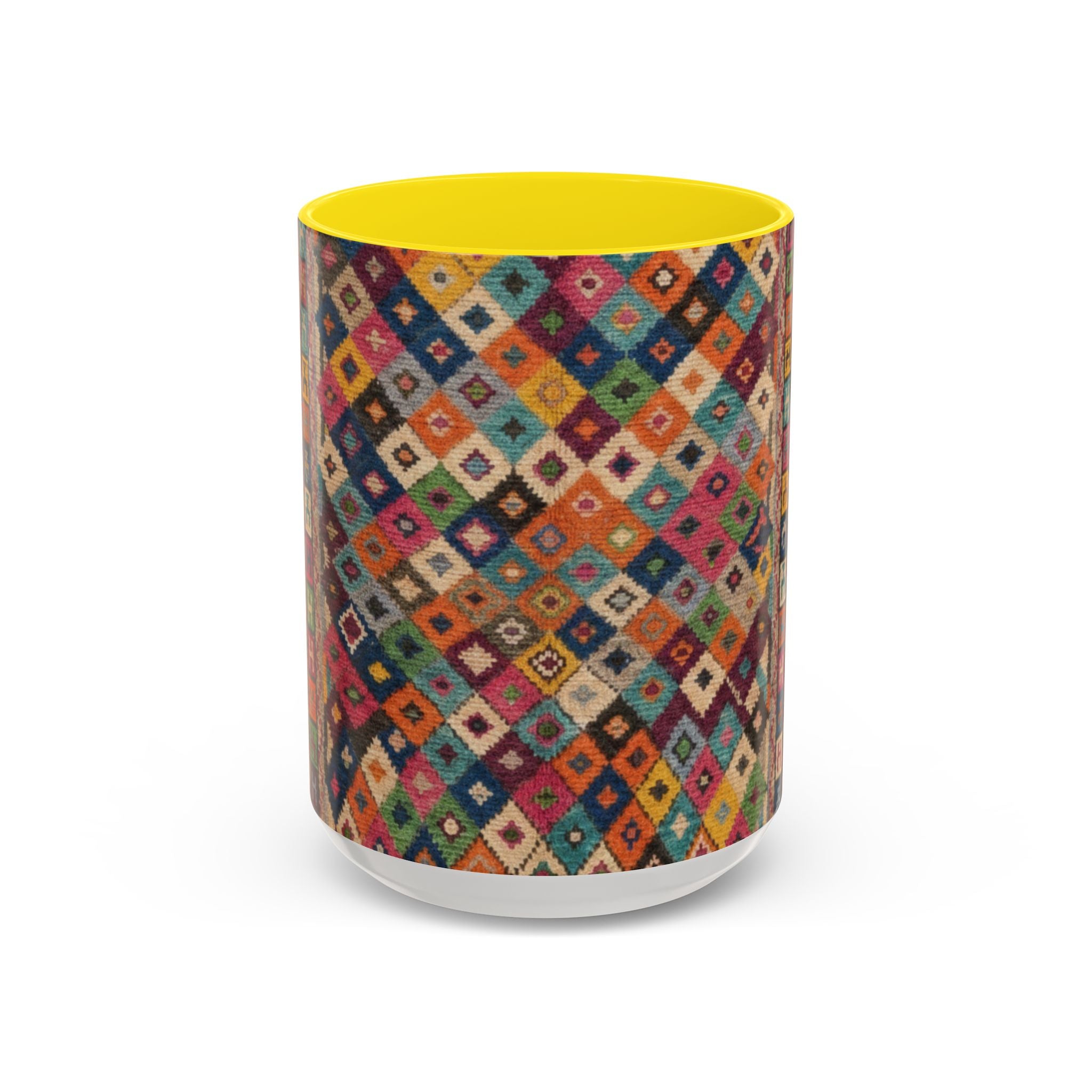 Colorful Kilim Diamond Pattern Mug | Accent Coffee Mug 11oz 15oz