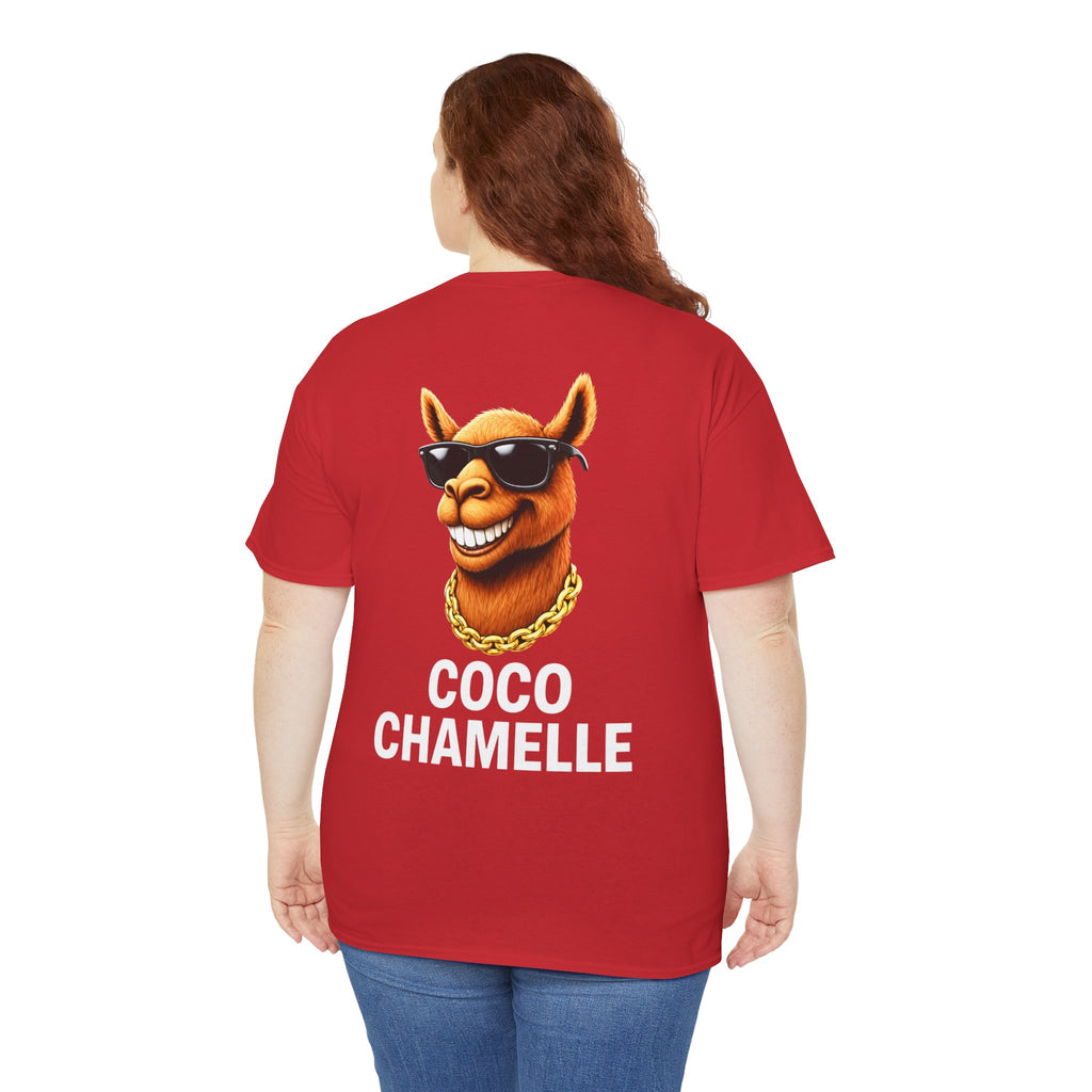 Coco Chamelle Tee Shirt - Cool Camel with Sunglasses & Gold Chain