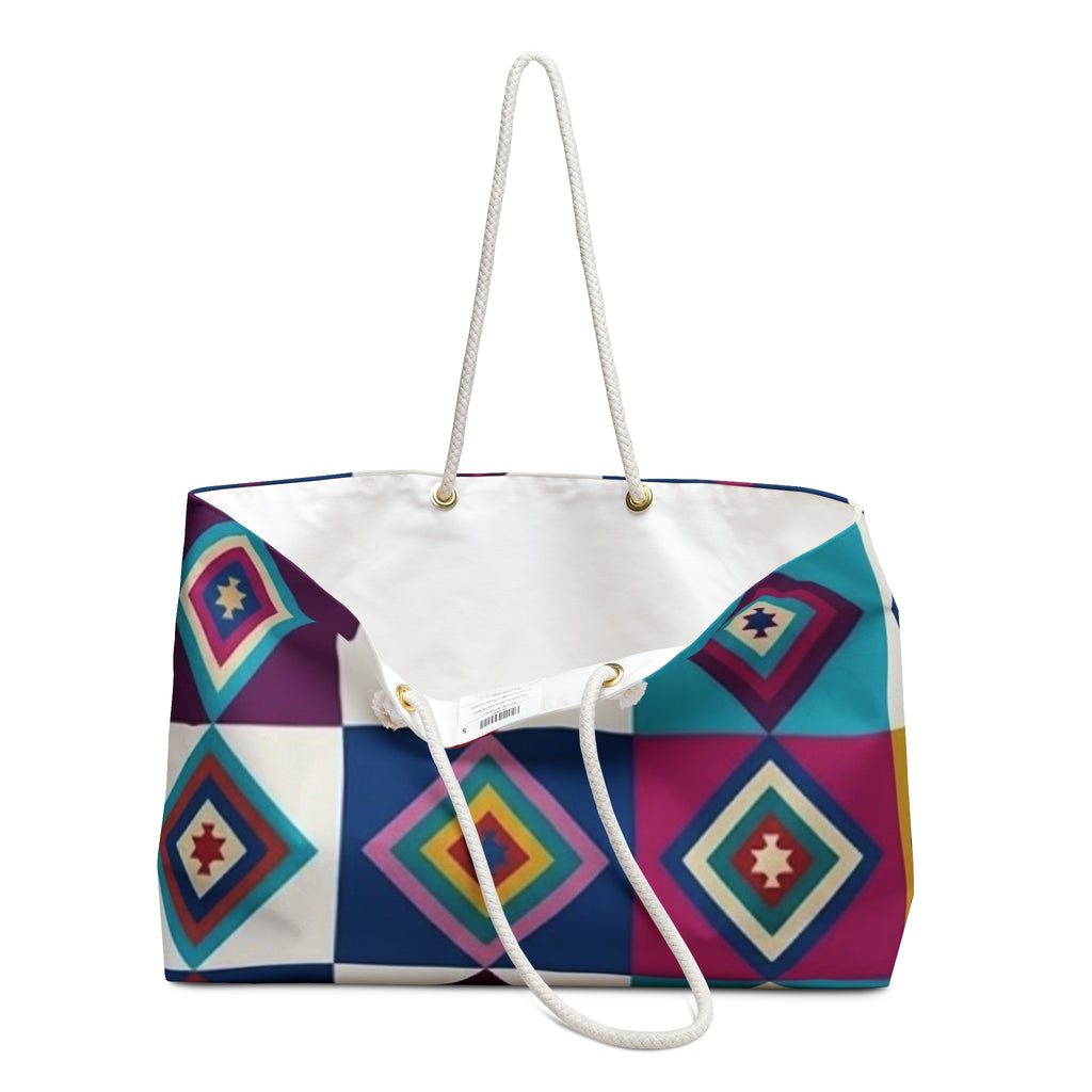 Moroccan Diamond Pattern Weekender | Colorful Boho Travel Bag