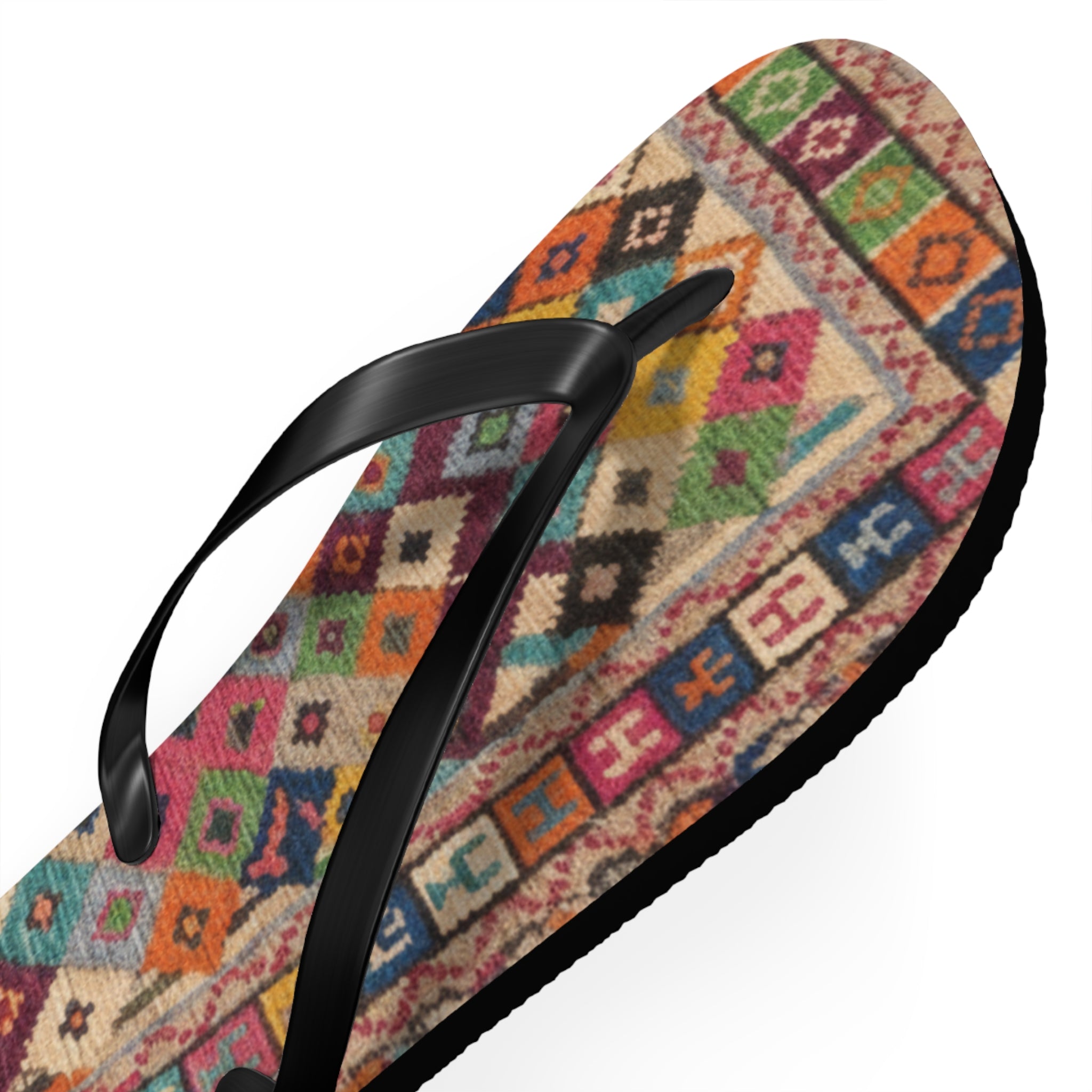 Boho Kilim Pattern Flip Flops | Colorful Tribal Slip-Ons