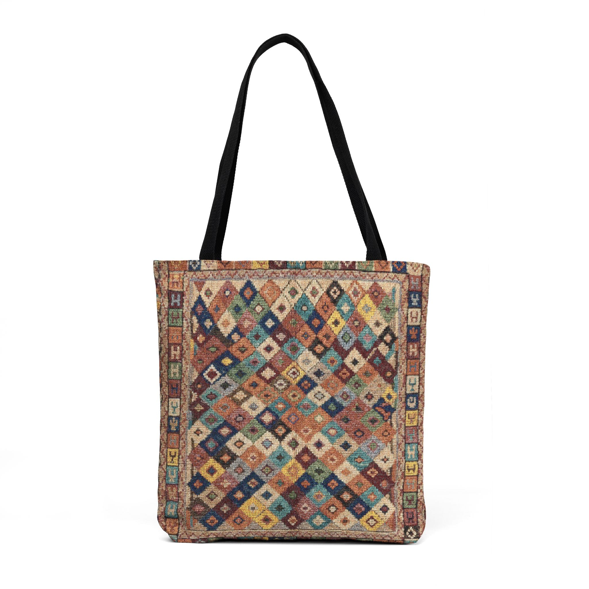 Vintage Moroccan Rug Woven Tote | Kilim Pattern Tote Bag