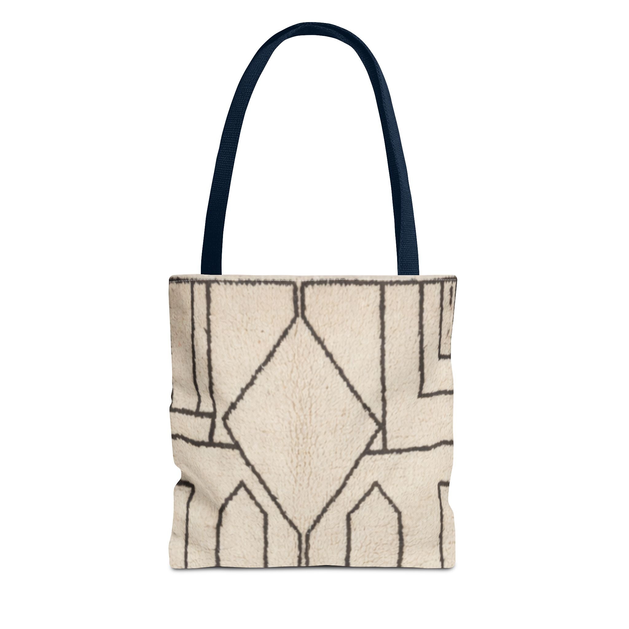 Neutral Geometric Diamond Pattern Tote Bag | Minimal Line Art