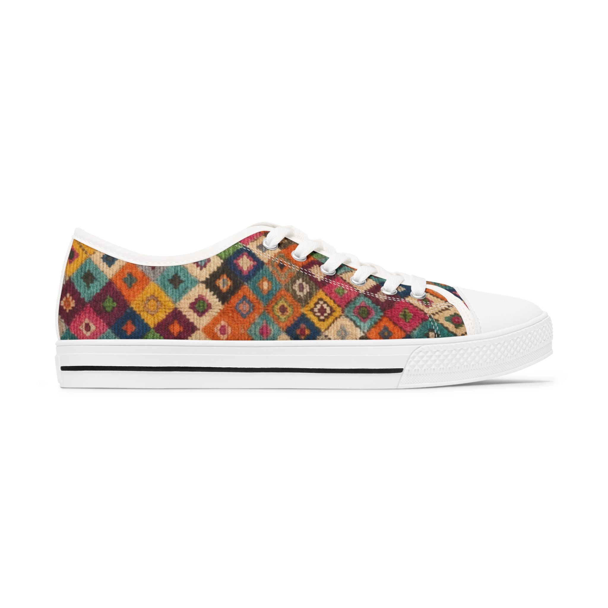Colorful Kilim Pattern Women's Low Top Sneakers | Boho Moroccan Berber Print