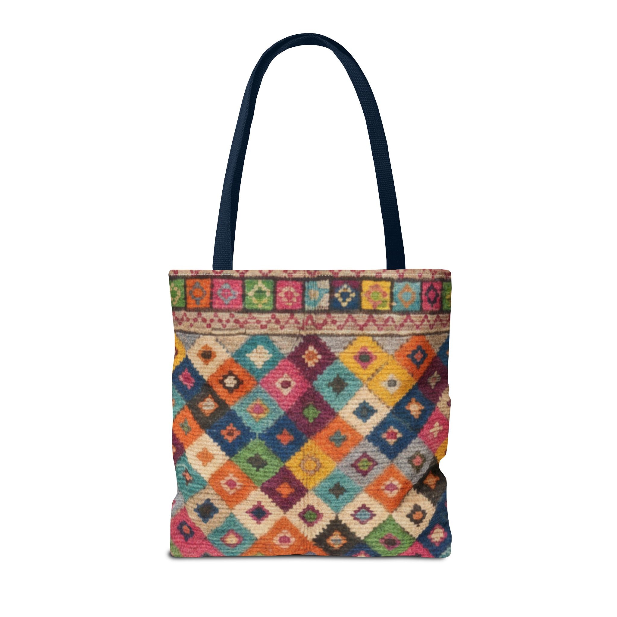 Colorful Kilim Diamond Pattern Tote Bag | Boho Tribal Aztec Shopper