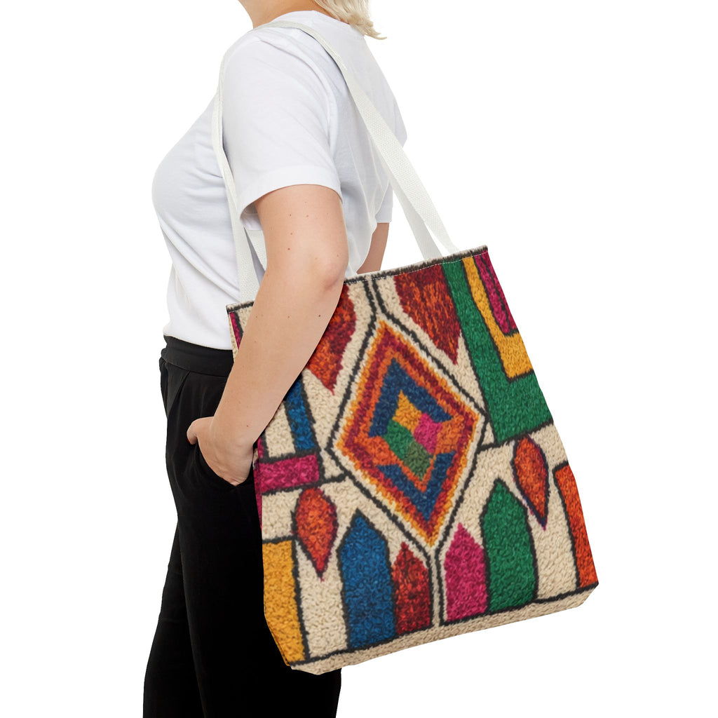 Colorful Geometric Kilim Pattern Tote | Boho Aztec Tribal Bag
