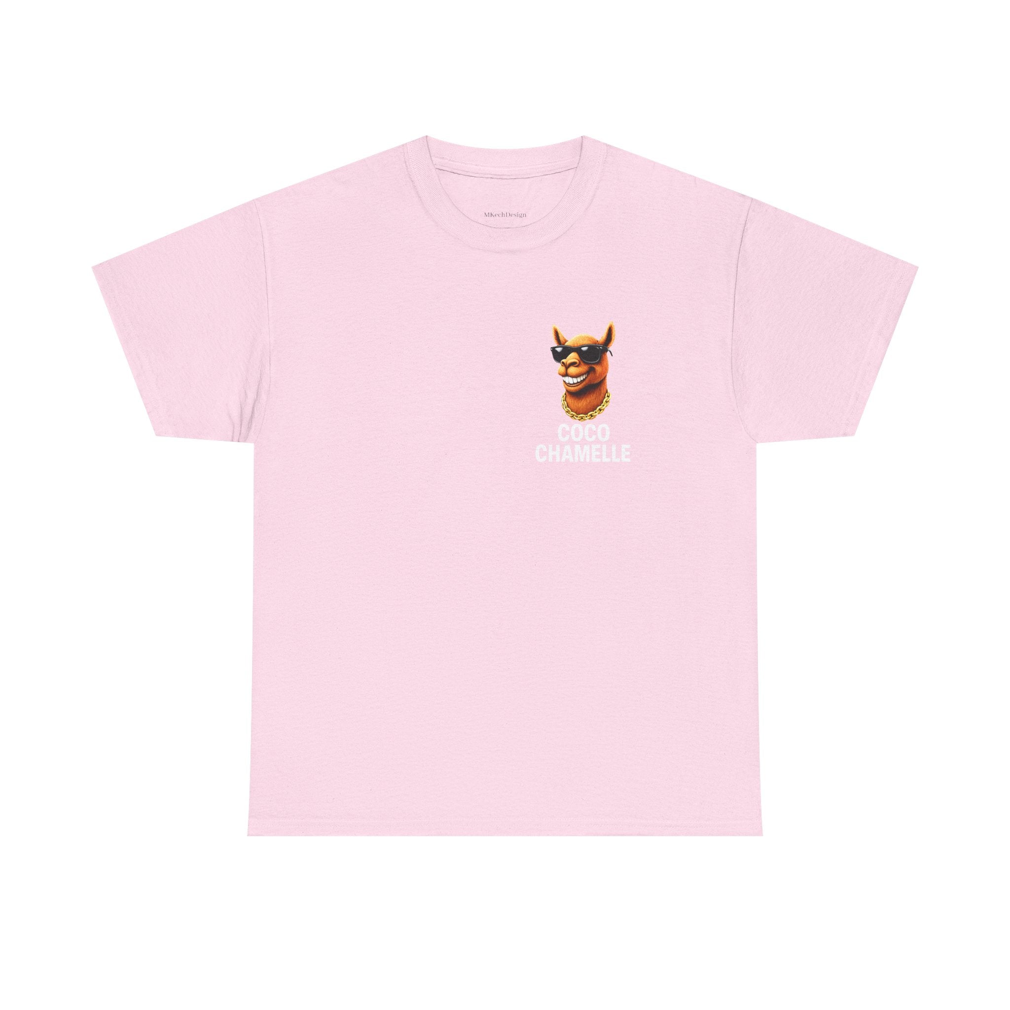 Coco Chamelle Tee Shirt - Cool Camel with Sunglasses & Gold Chain