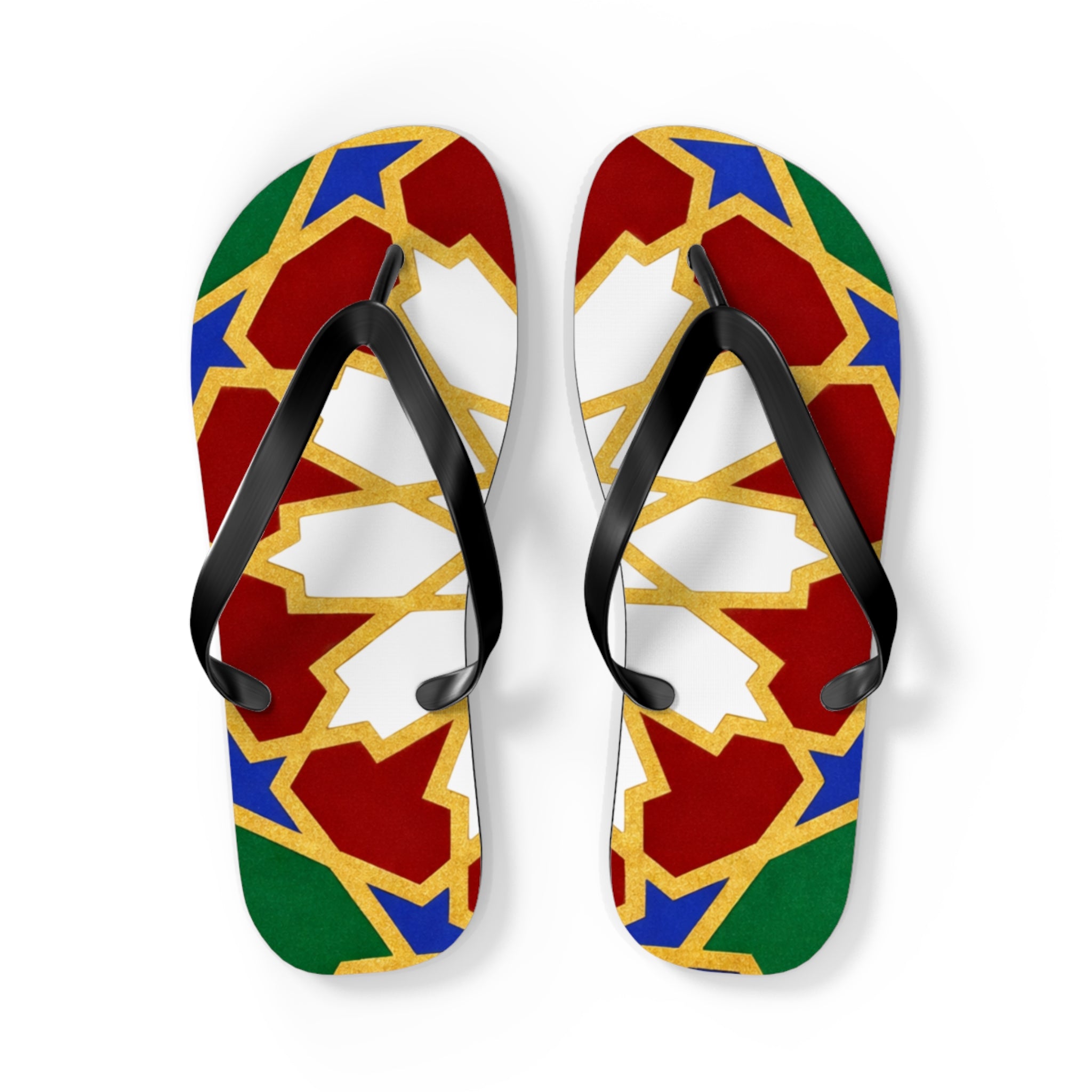 Moroccan Tile Pattern Flip Flops | Colorful Geometric Sandals