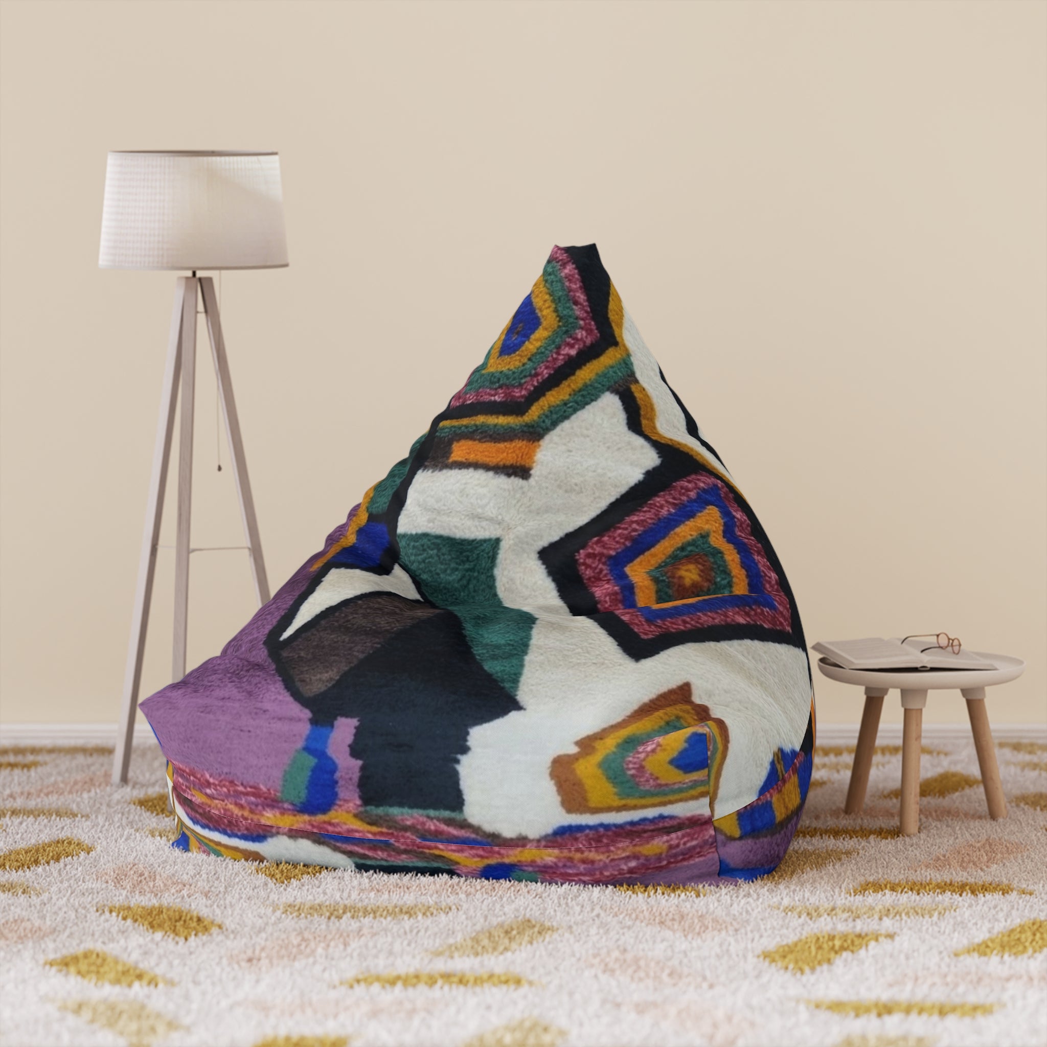 Bean Bag Chair Cover Berber Design | Colorful Hexagon Motif