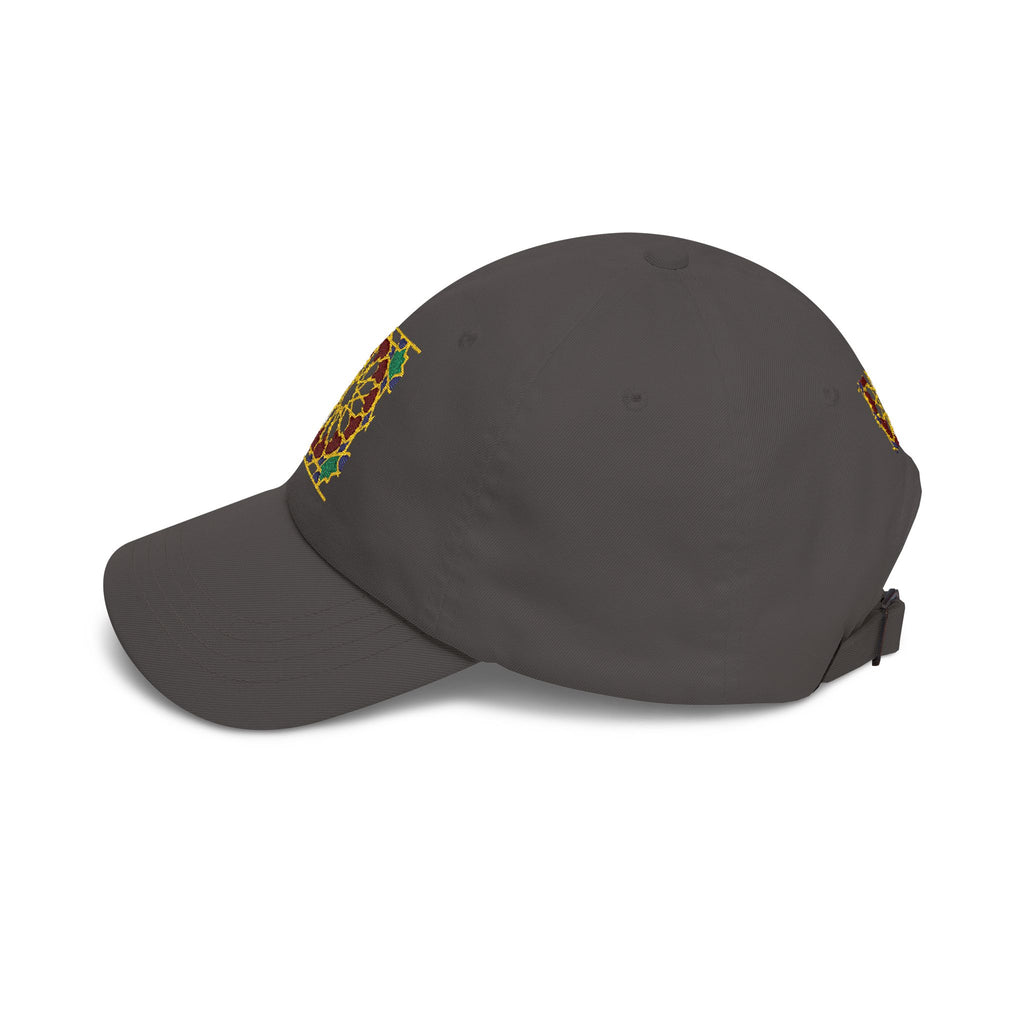Floral Moroccan Mosaic Embroidered Dad Cap | White Cotton Baseball Hat