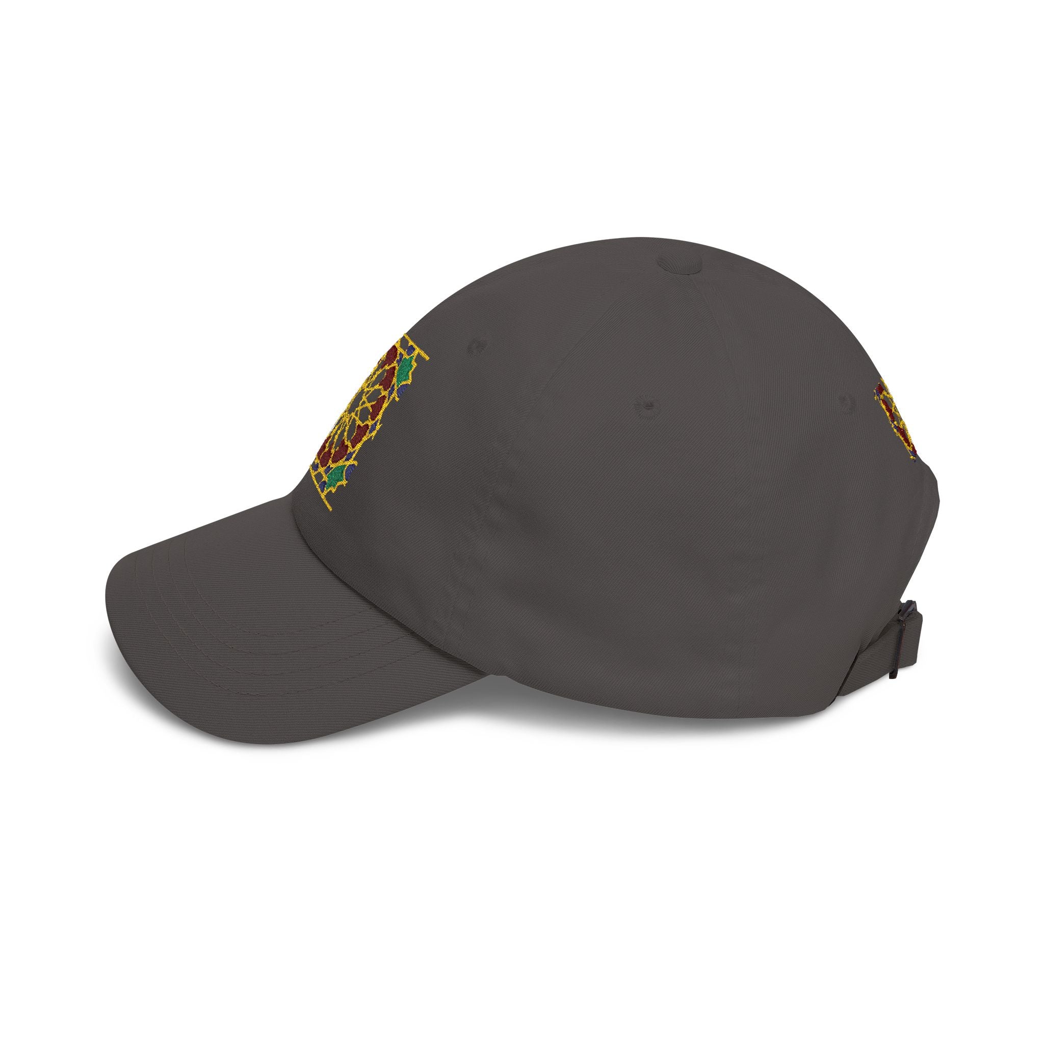 Floral Moroccan Mosaic Embroidered Dad Cap | White Cotton Baseball Hat