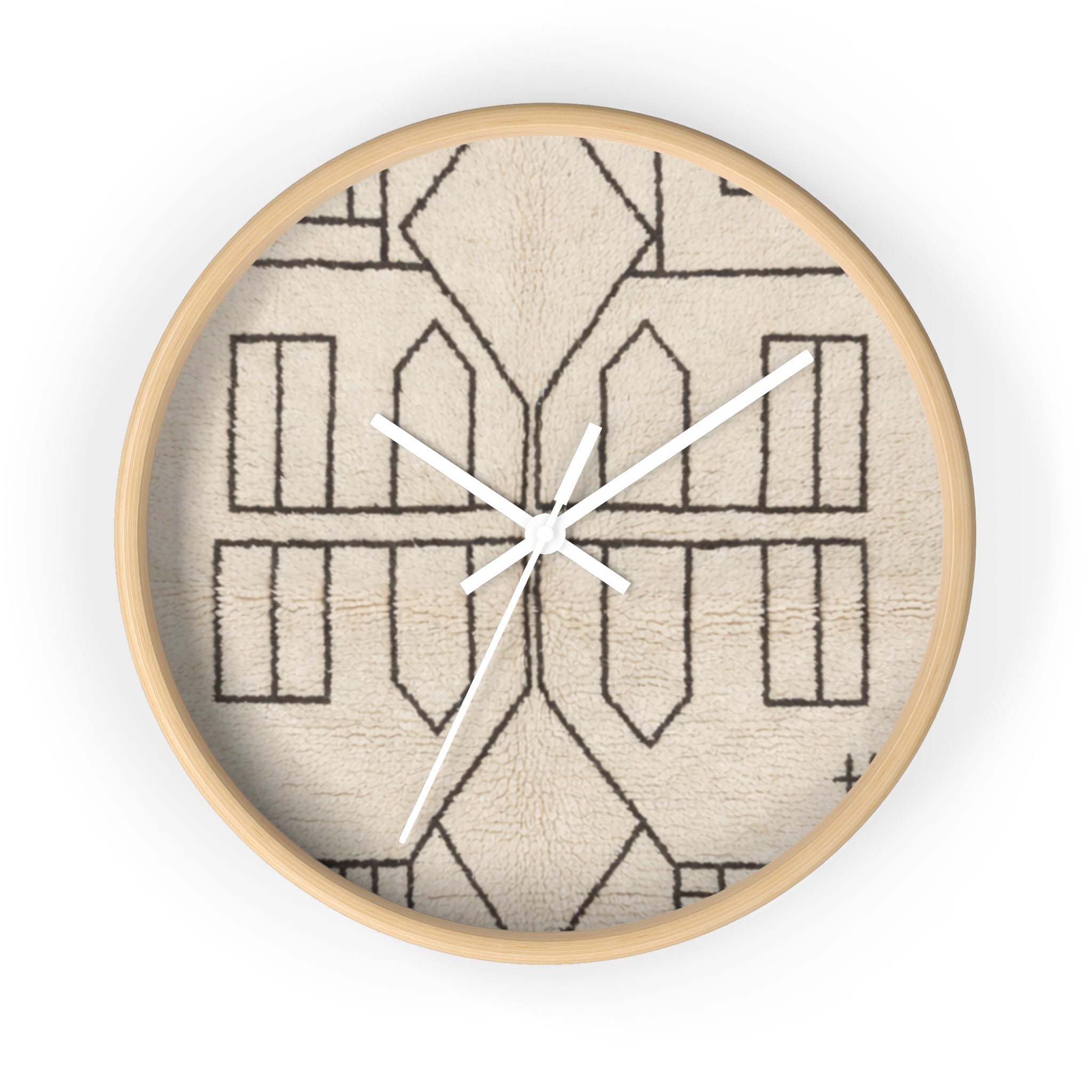 Geometric Line Moroccan Pattern Wall Clock | Neutral Modern Home Decor