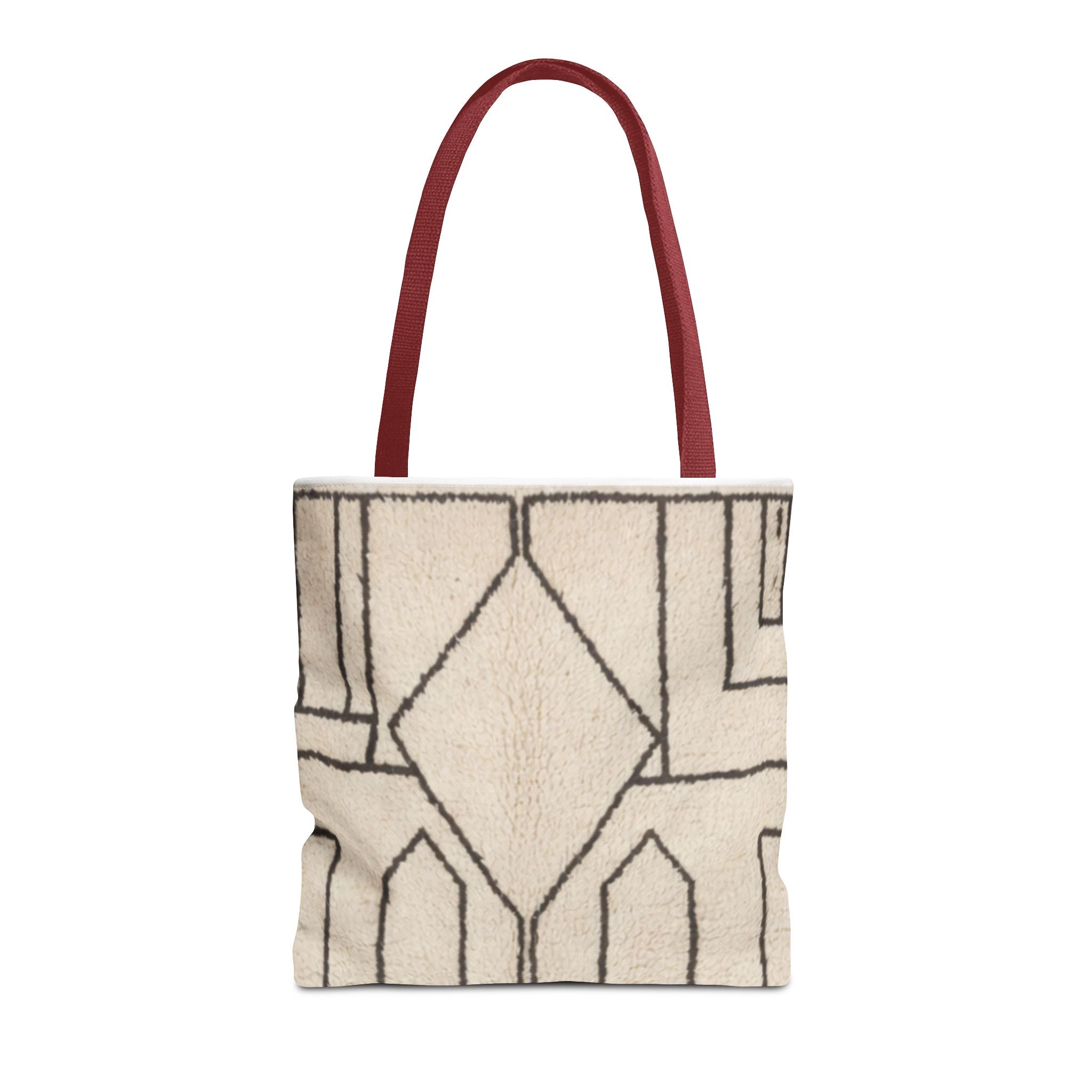 Neutral Geometric Diamond Pattern Tote Bag | Minimal Line Art