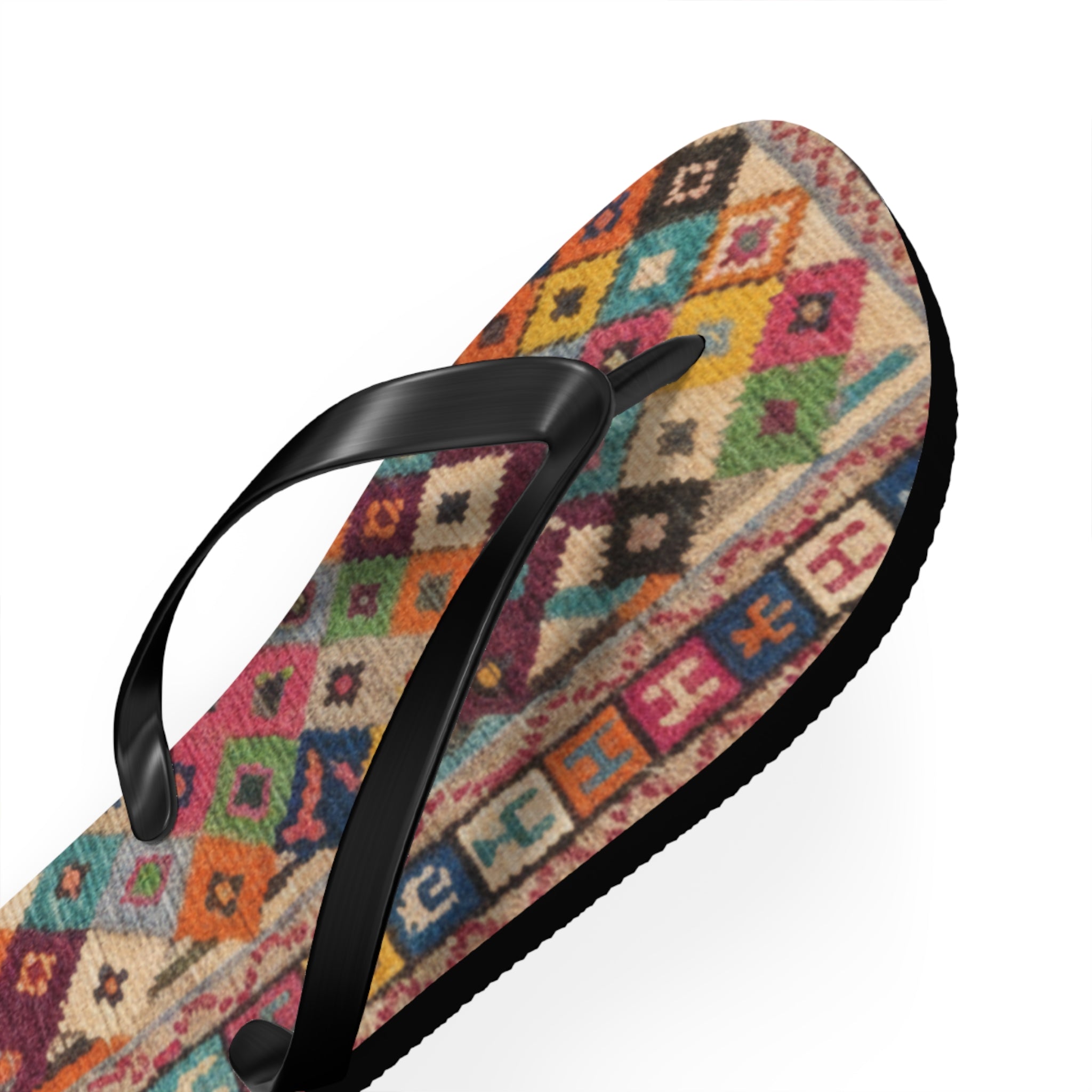 Boho Kilim Pattern Flip Flops | Colorful Tribal Slip-Ons